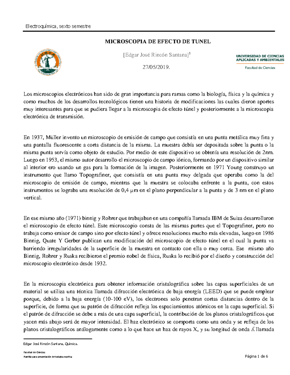 Microscopia de efecto tunel - Facultad de Ciencias MICROSCOPIA DE ...