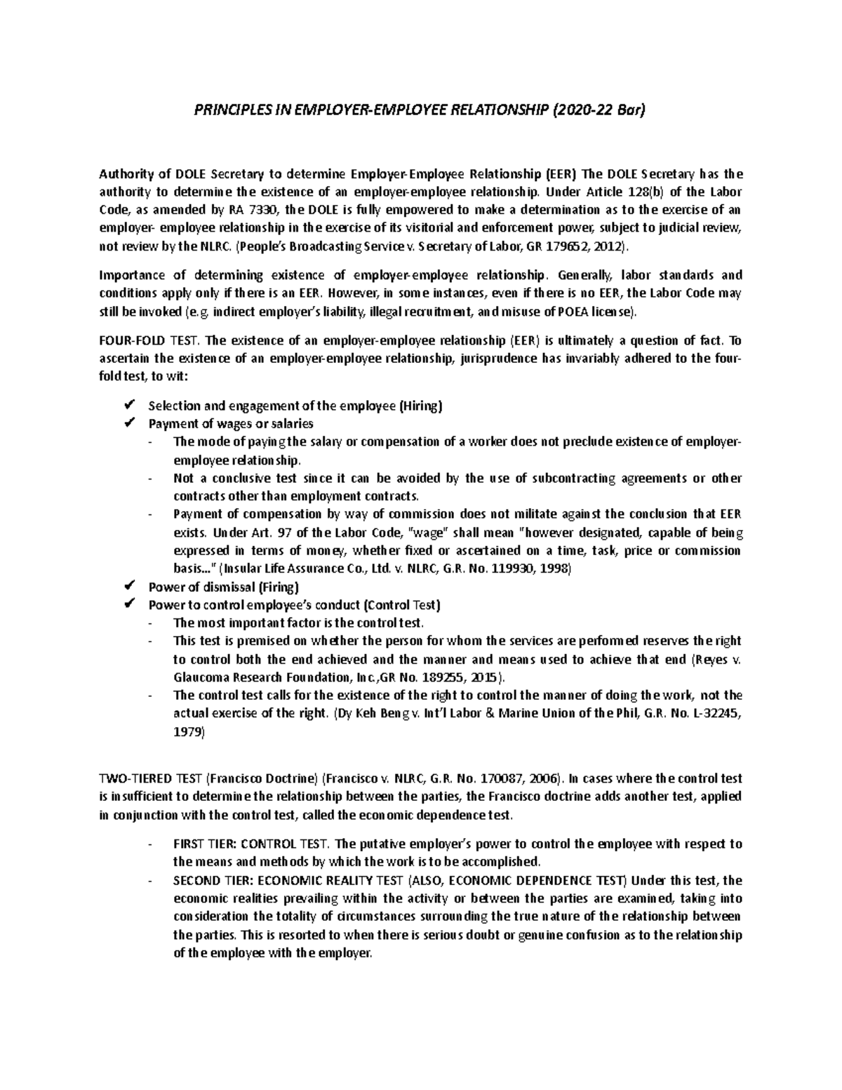 Ee er ee er principles in employer employee relationship 2020 22