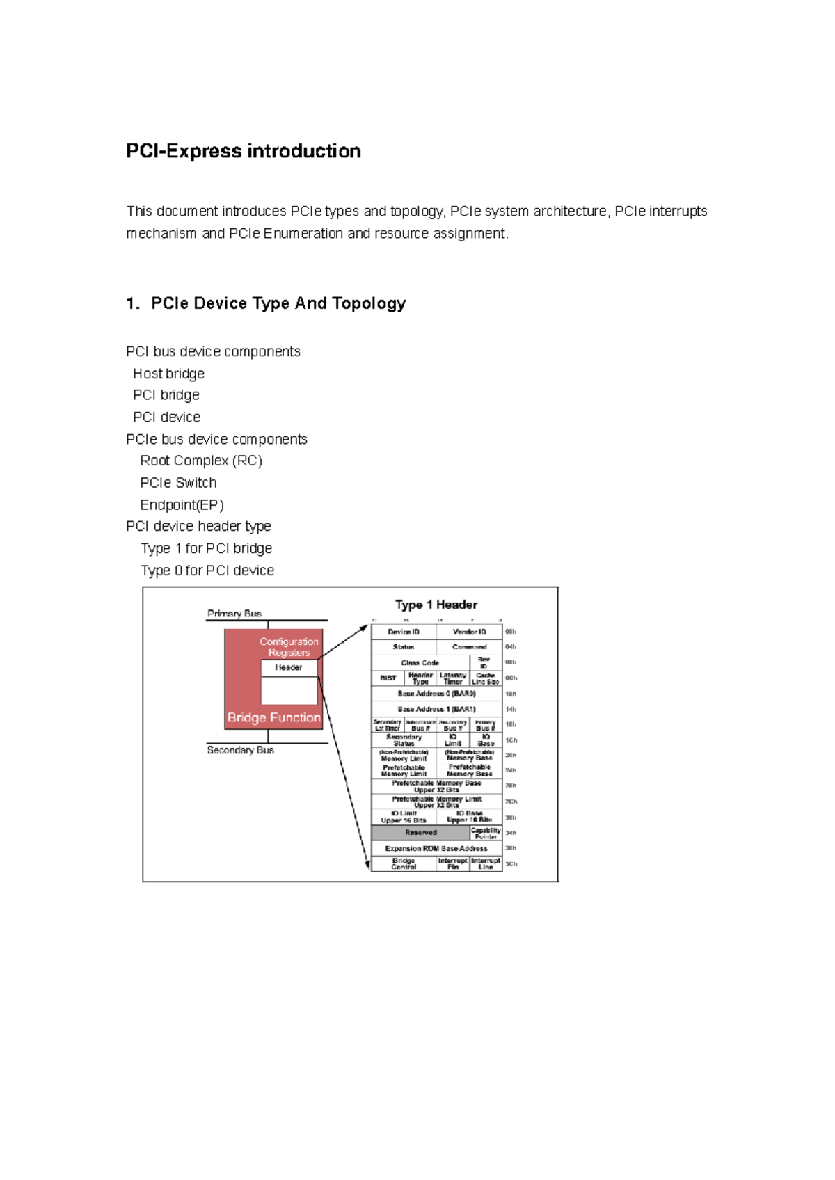 PCI - Pcie - PCI-Express introduction This document introduces PCIe ...