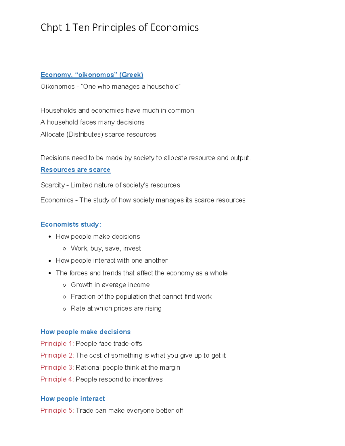 Chapter 1 Ten Principles of Economics - (FRQRP\ ³RLNRQRPRV ́ *UHHN ...