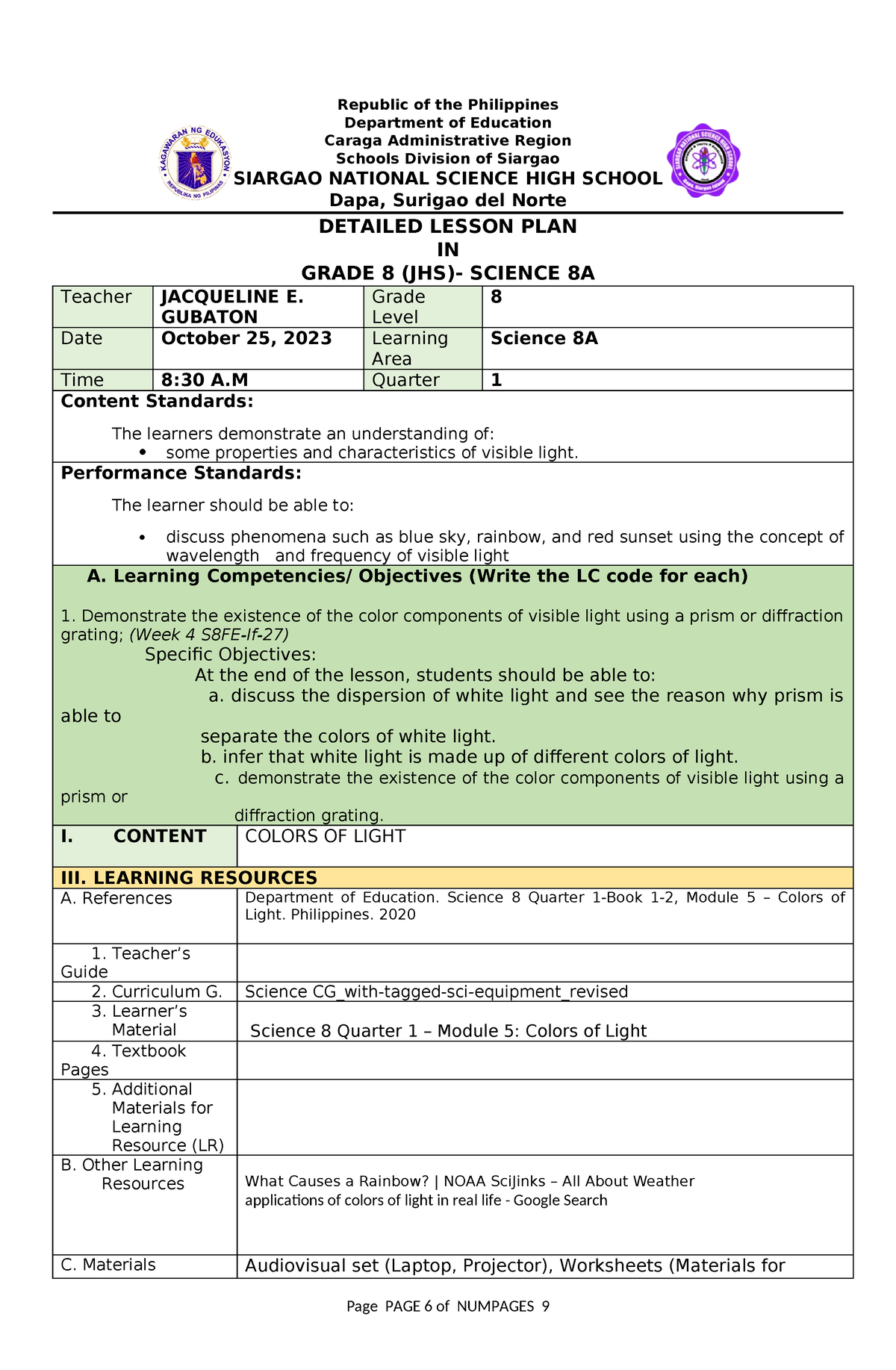 1st CO 2023 - n/a - Republic of the Philippines Department of Education ...