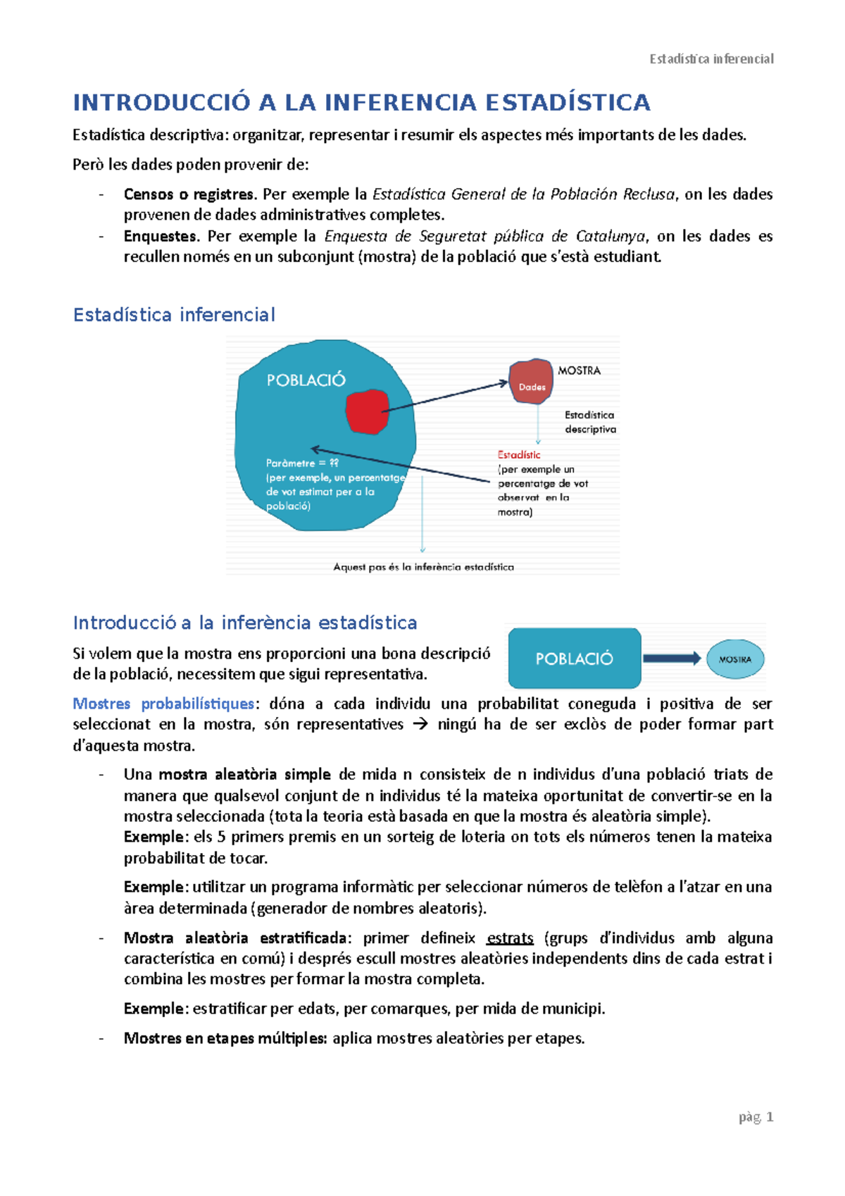 Apunts Estadística Inferencial - INTRODUCCIÓ A LA INFERENCIA ...