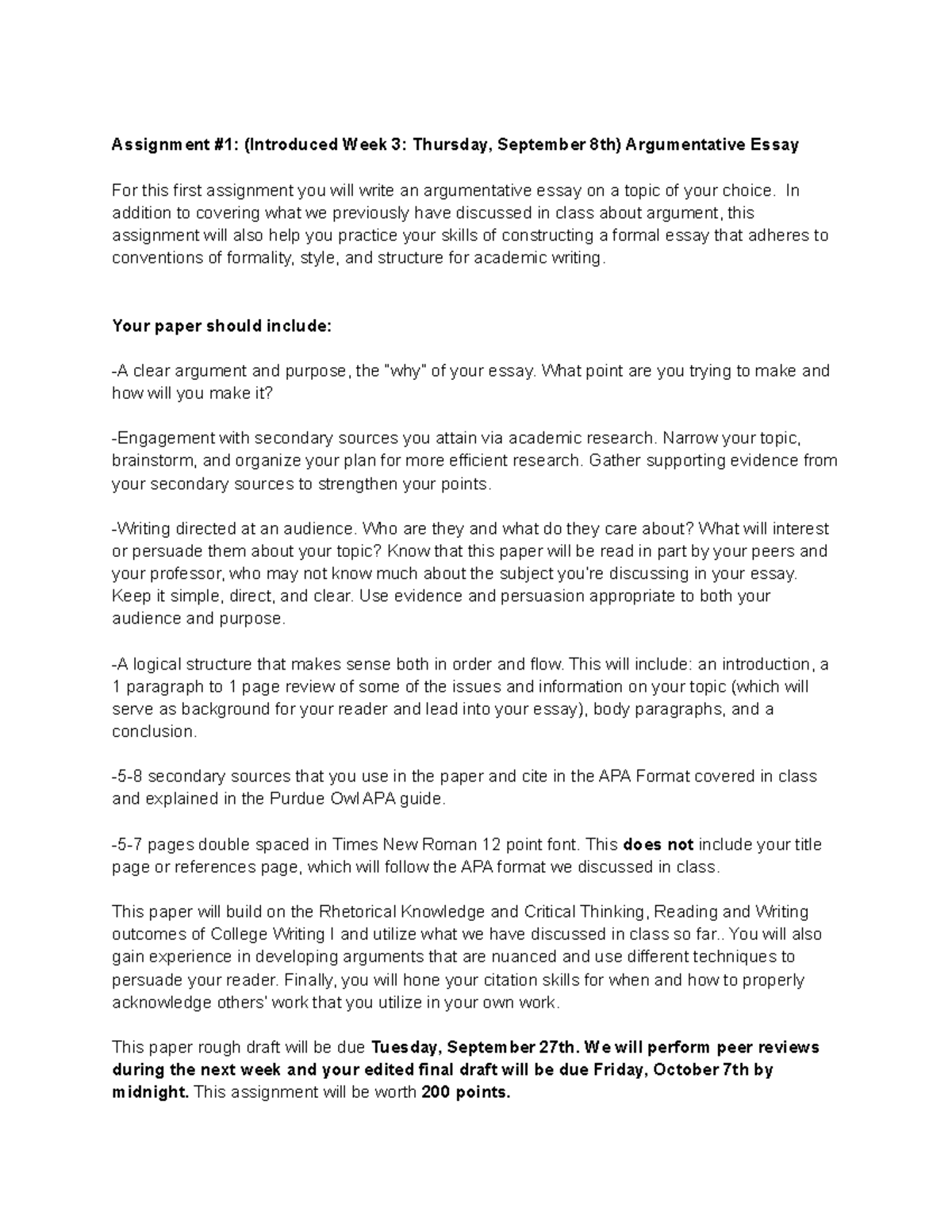 CW II Assignment #1 - Course work for college writing 2. - Assignment ...