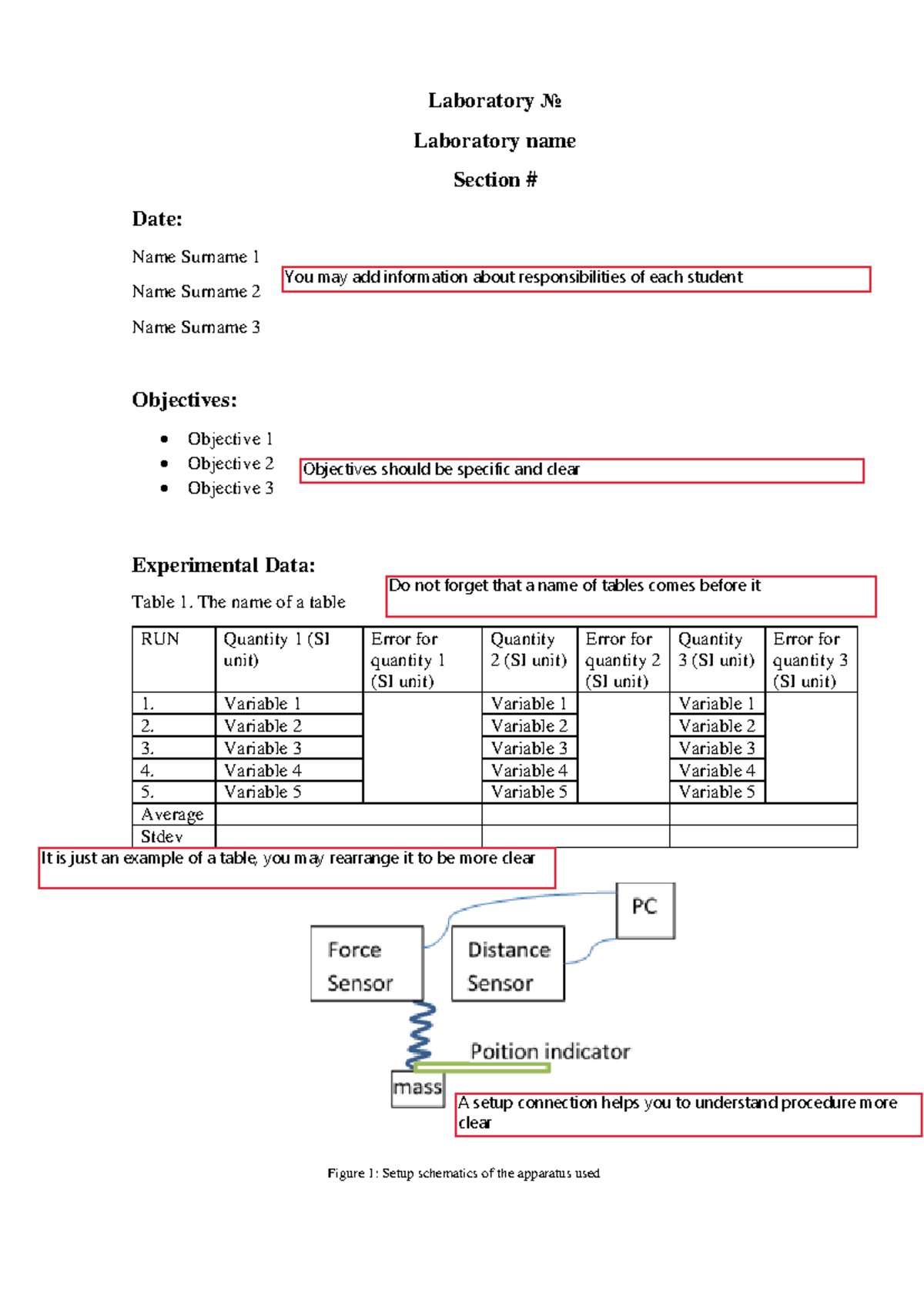 Lab format hints - lab 1 - Laboratory No Laboratory name Section Date ...