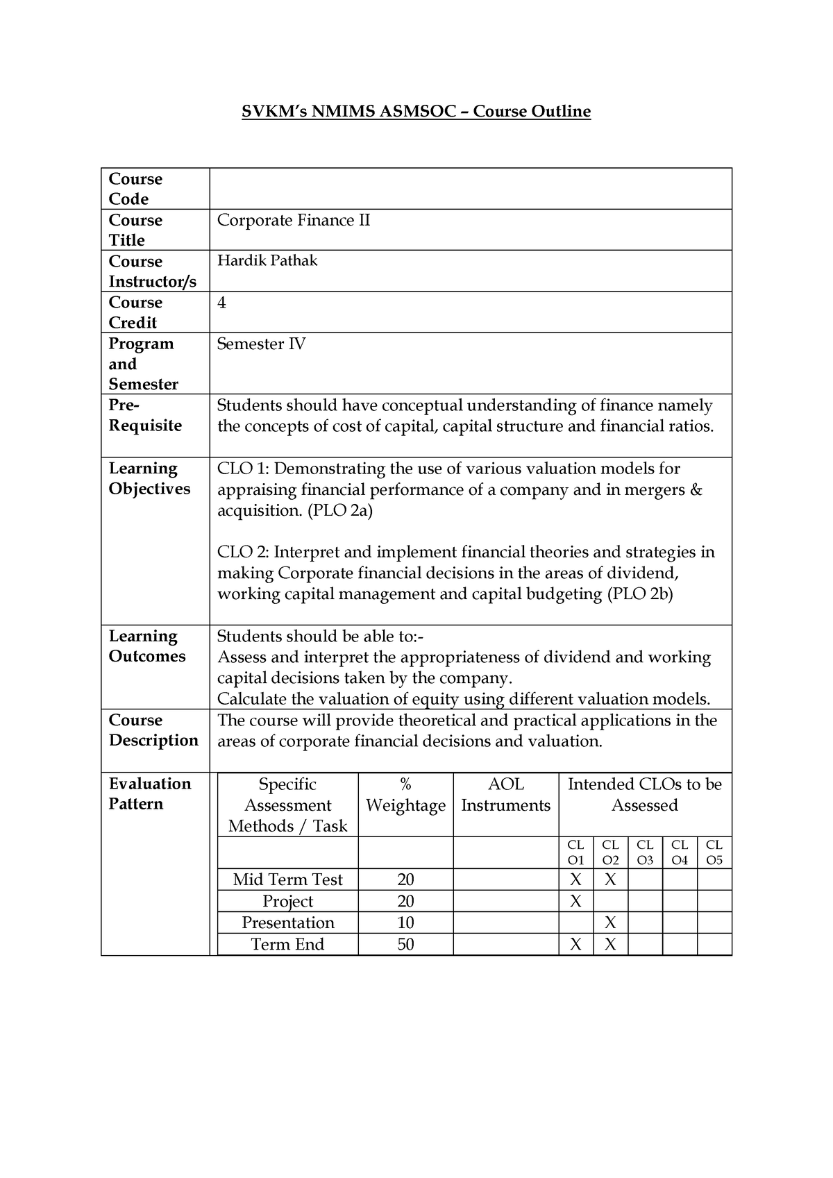 Course Outline SYBcom CF II 2022 6AIa V161RS - SVKM’s NMIMS ASMSOC ...