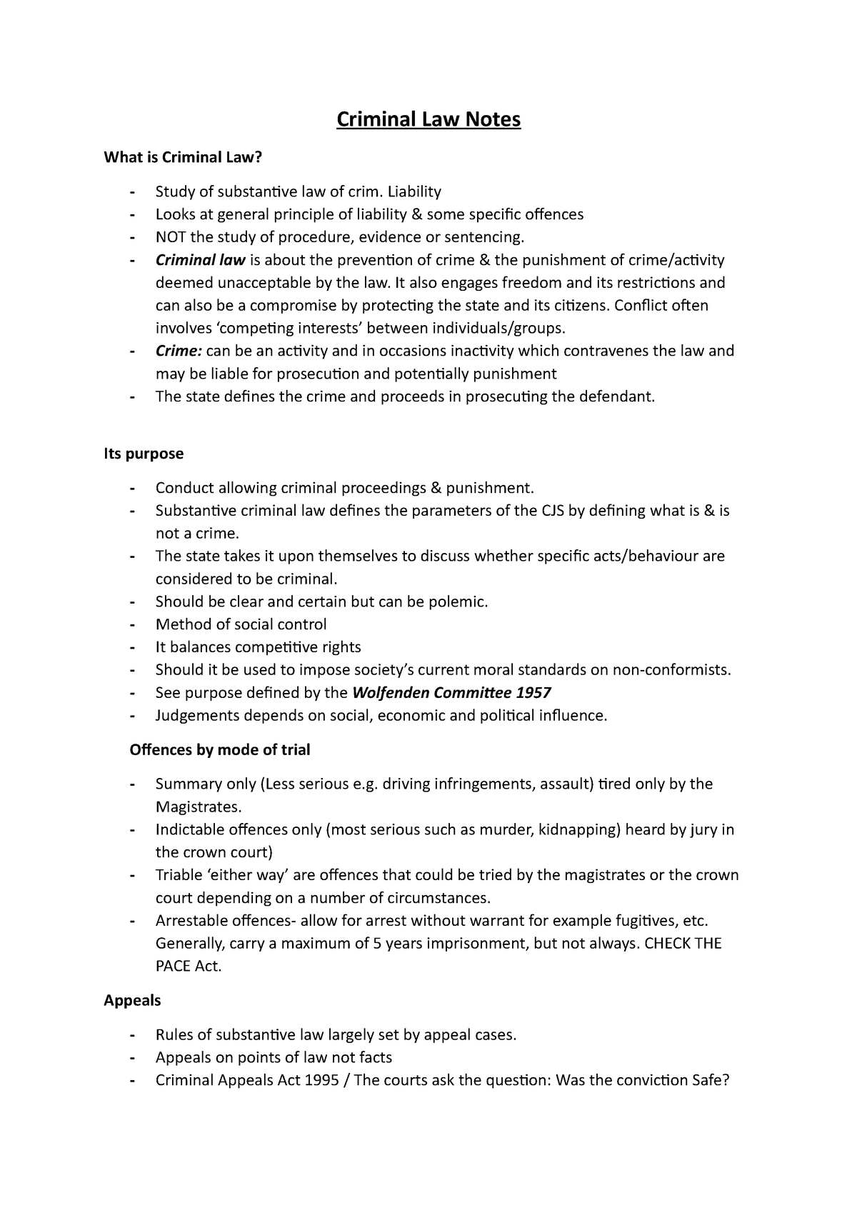 Criminal Law Notes - Criminal Law Notes What Is Criminal Law? - Study ...