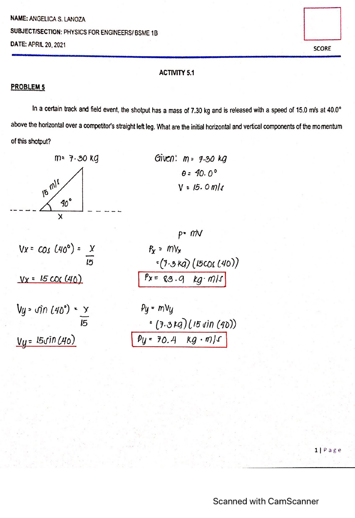 Activity 5 In Physics - College Physics 1 - PangSU - Studocu