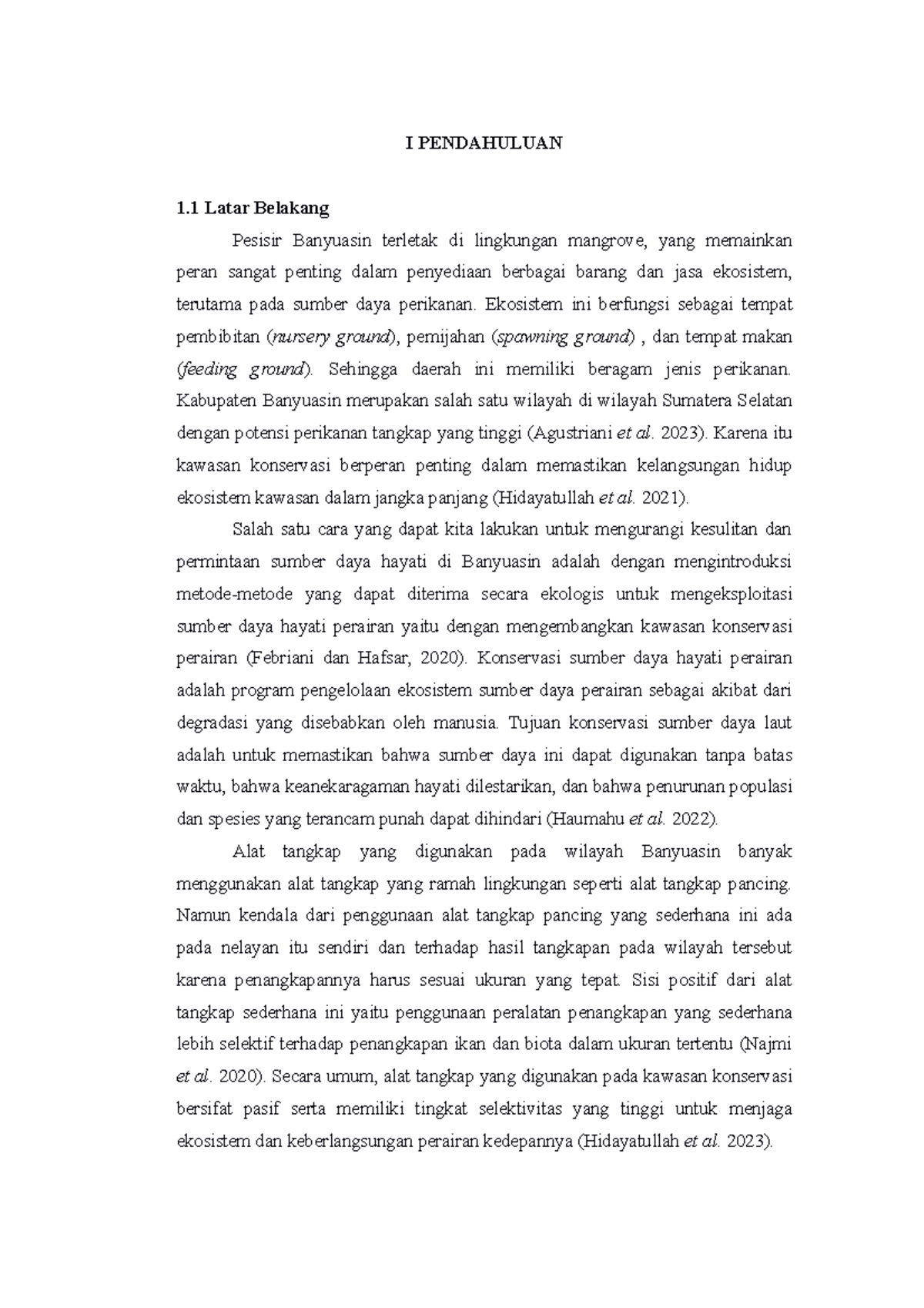 Pendahuluan makalah - I PENDAHULUAN 1 Latar Belakang Pesisir Banyuasin