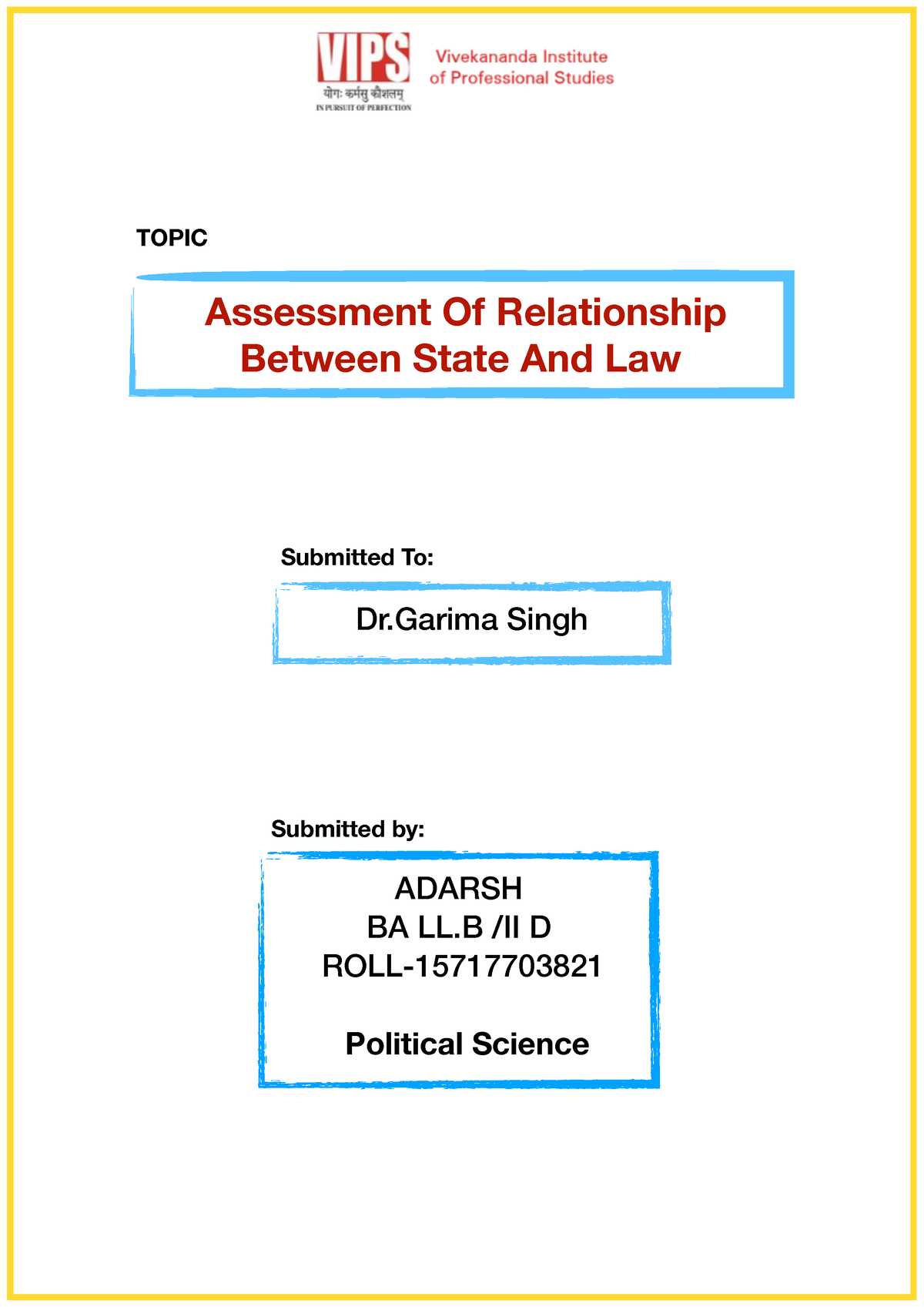 -Political Science II SEM - Assessment Of Relationship Between State ...