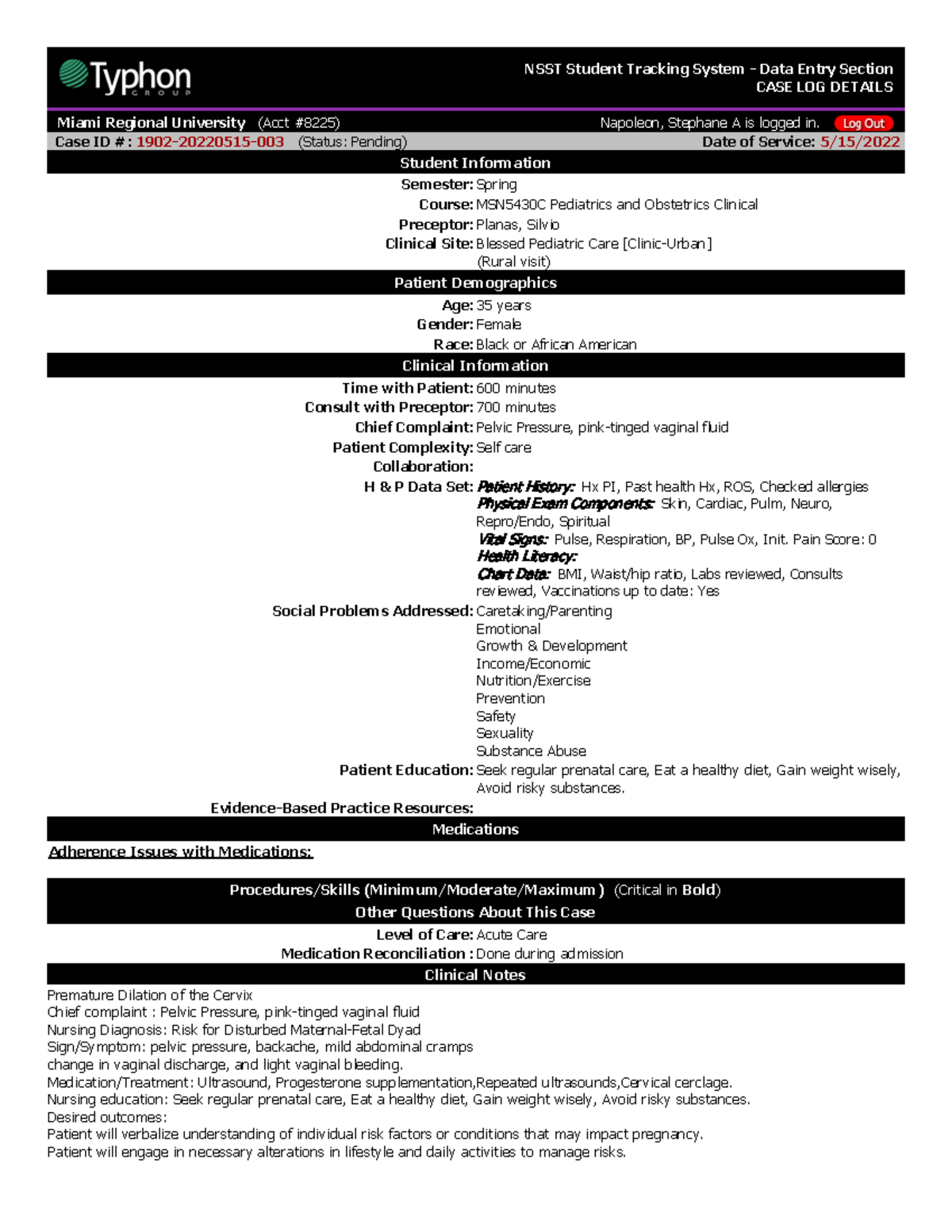 Cervical Insufficiency - NSST Student Tracking System - Data Entry ...