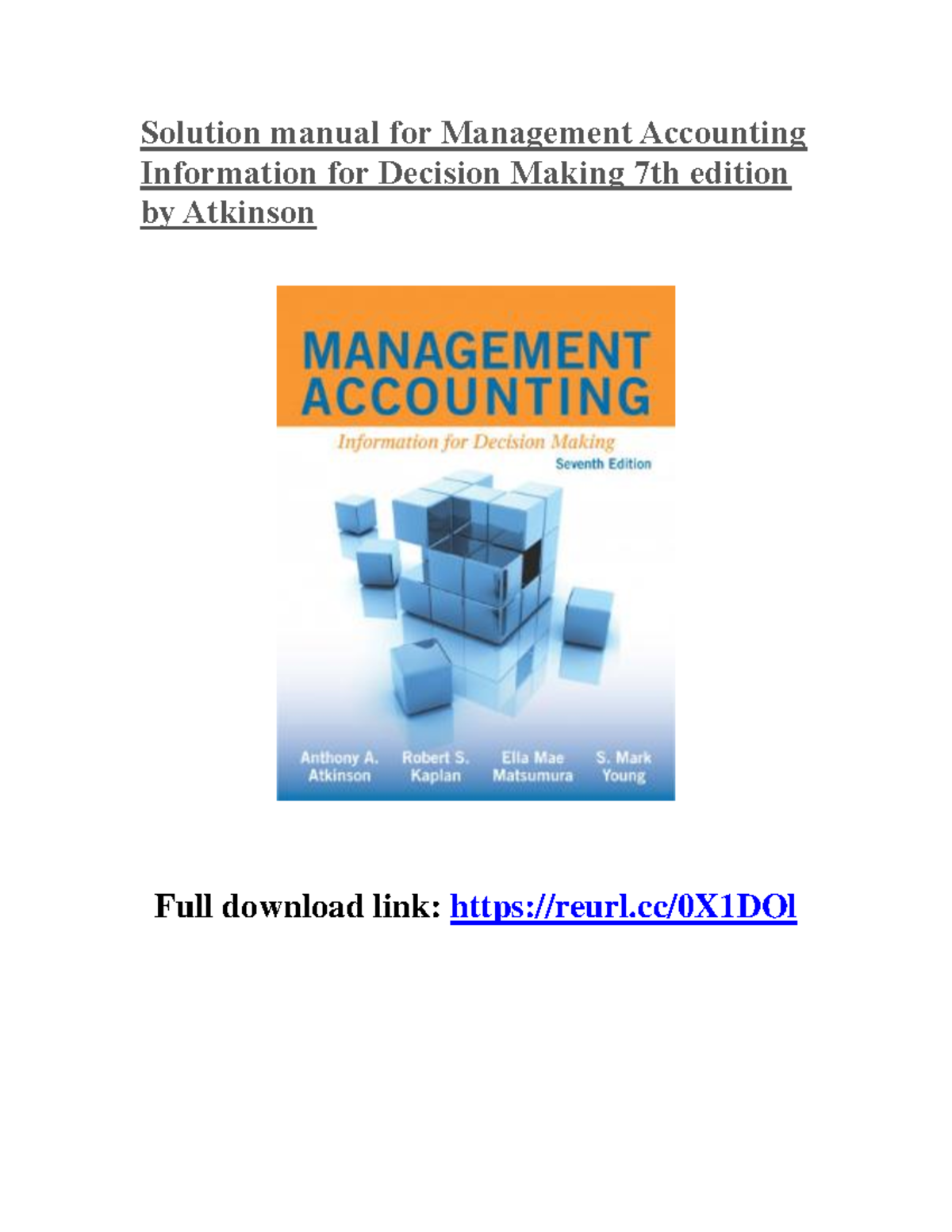 Solution Manual For Management Accounting Information For Decision ...