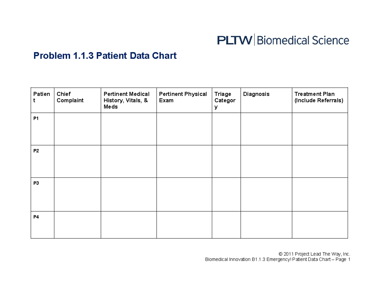 1 1 3 B SR ER Data Chart - Problem 1.1 Patient Data Chart Patien t ...