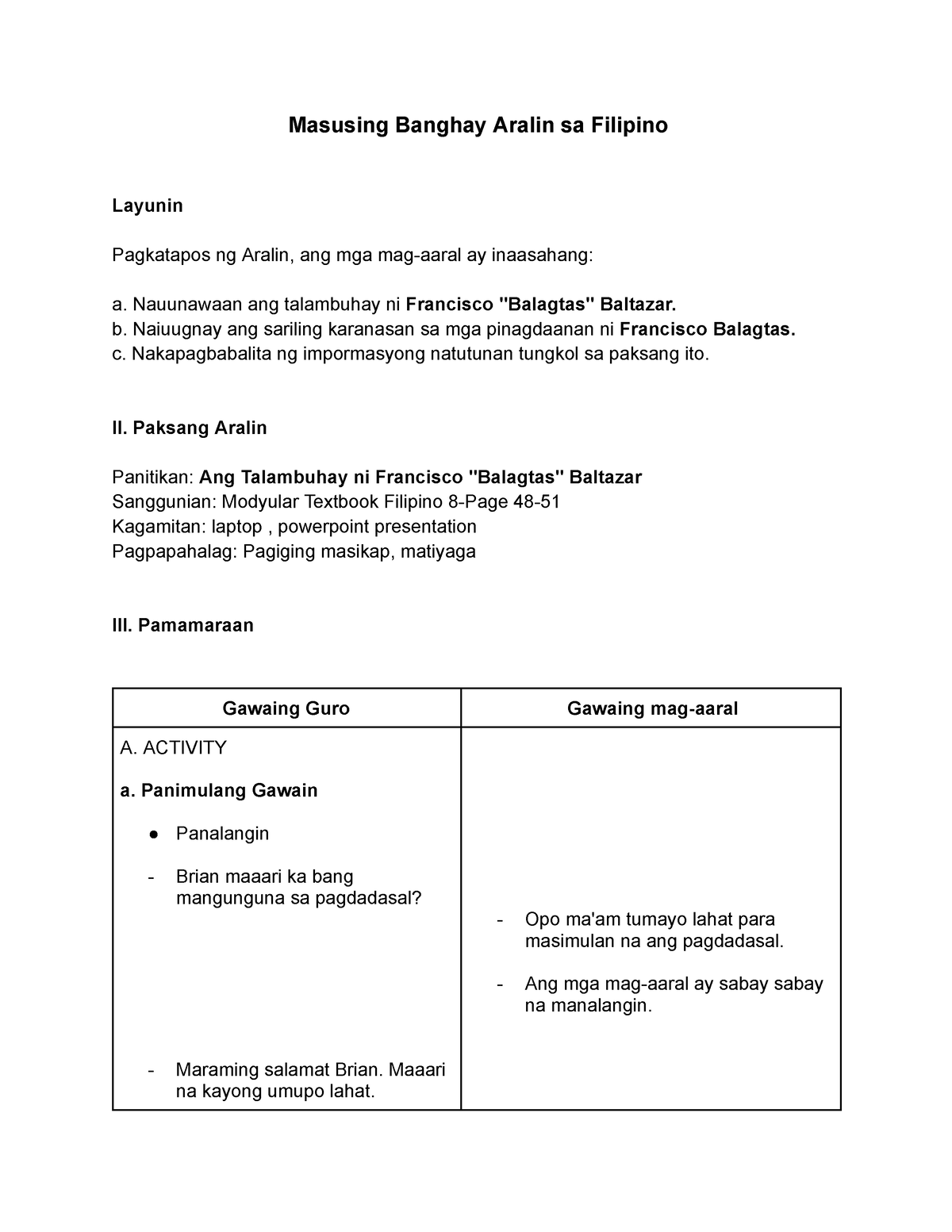 Lesson Plan In Filipino Beed 4a Masusing Banghay Aralin Sa Filipino Layunin Pagkatapos Ng 2318