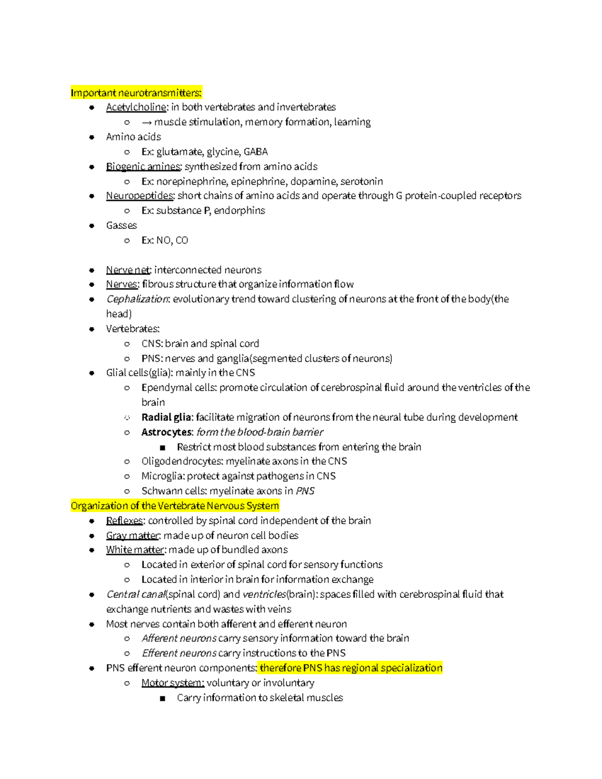 Body Systems notes (2 of 3) - Important neurotransmitters ...