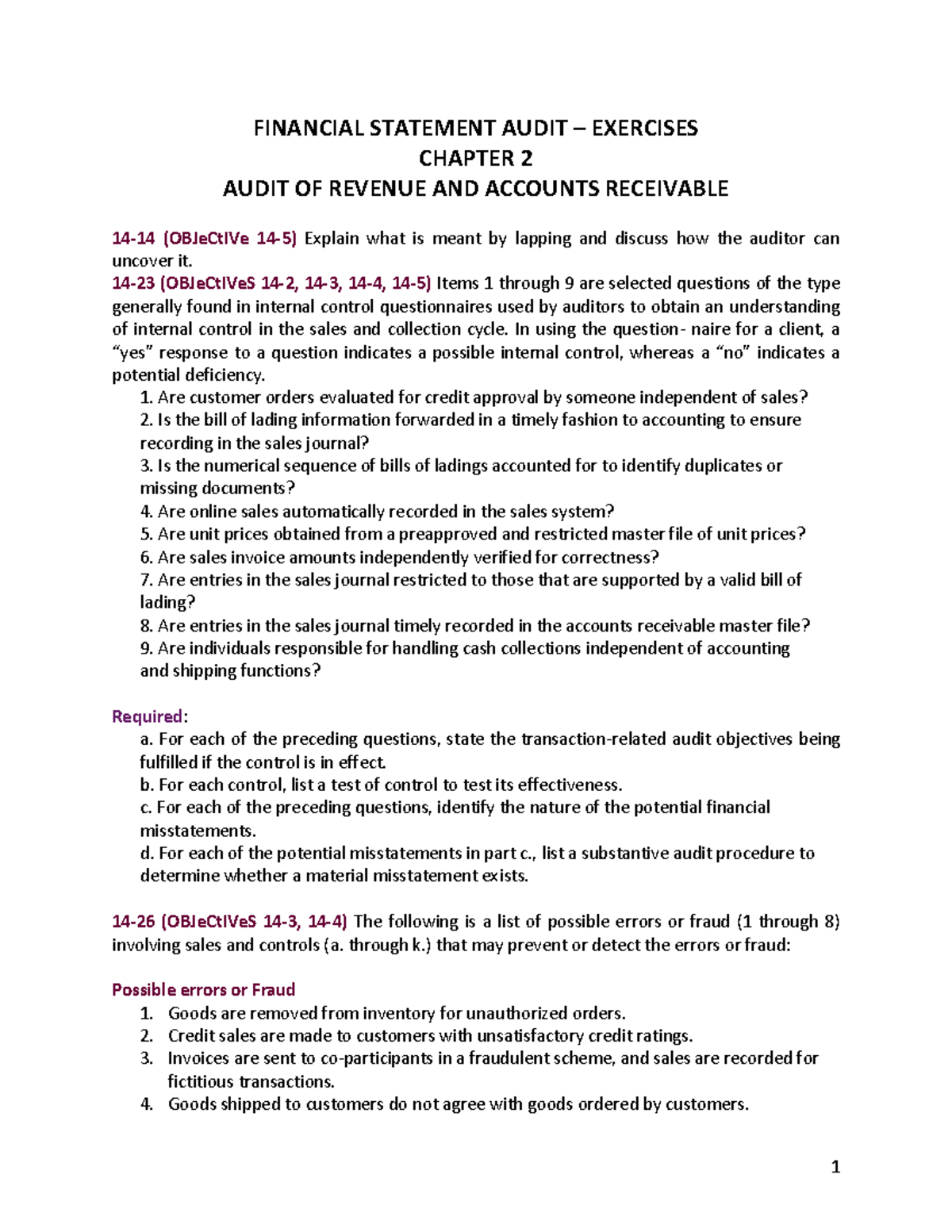 Chapter 2 - Financial Statement Audit - FINANCIAL STATEMENT AUDIT ...