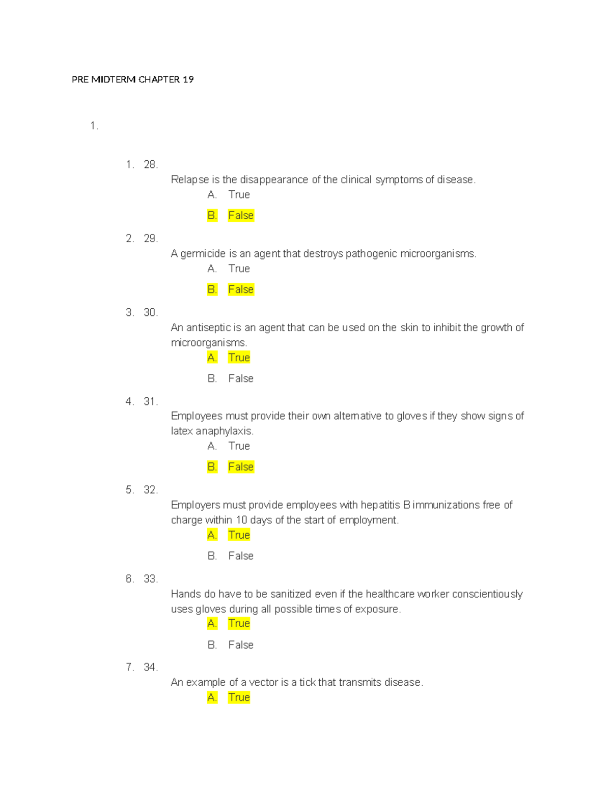 PRE Midterm Chapter 19 Clinical Procedures&Techniques PRE MIDTERM