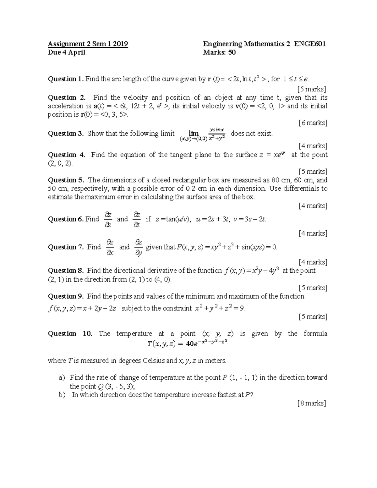 Assn2 sem 1 2019 - Assignment - Assignment 2 Sem 1 2019 Engineering ...