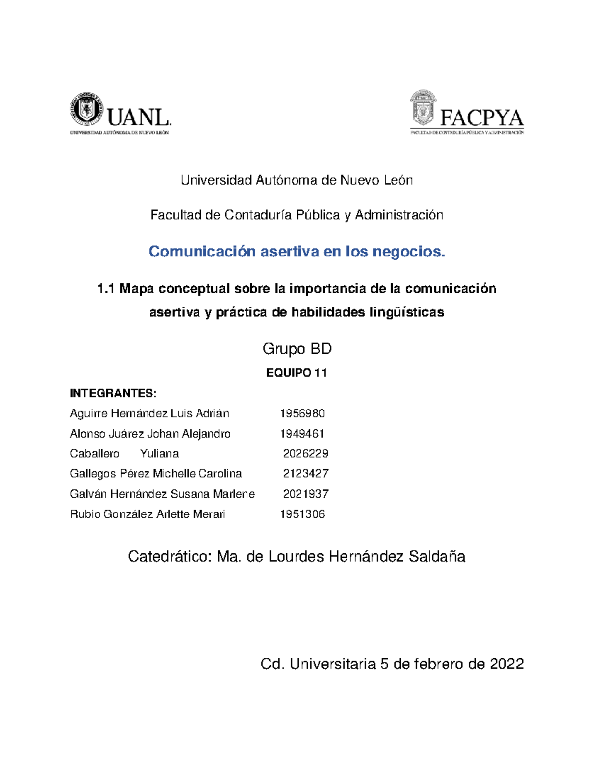 Comunicación EV1 - Evidencia 1 - Universidad Autónoma de Nuevo León ...