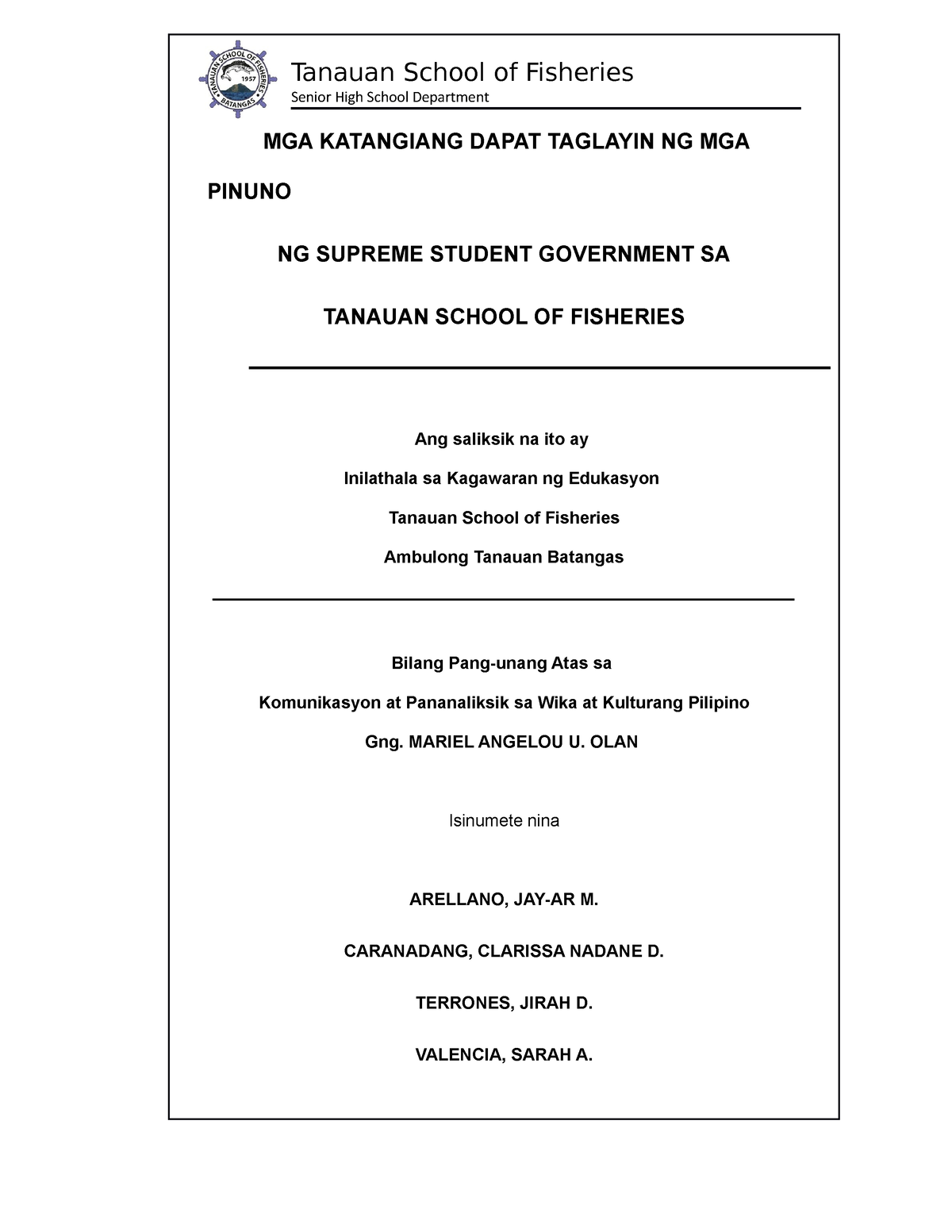 thesis title for fisheries in the philippines