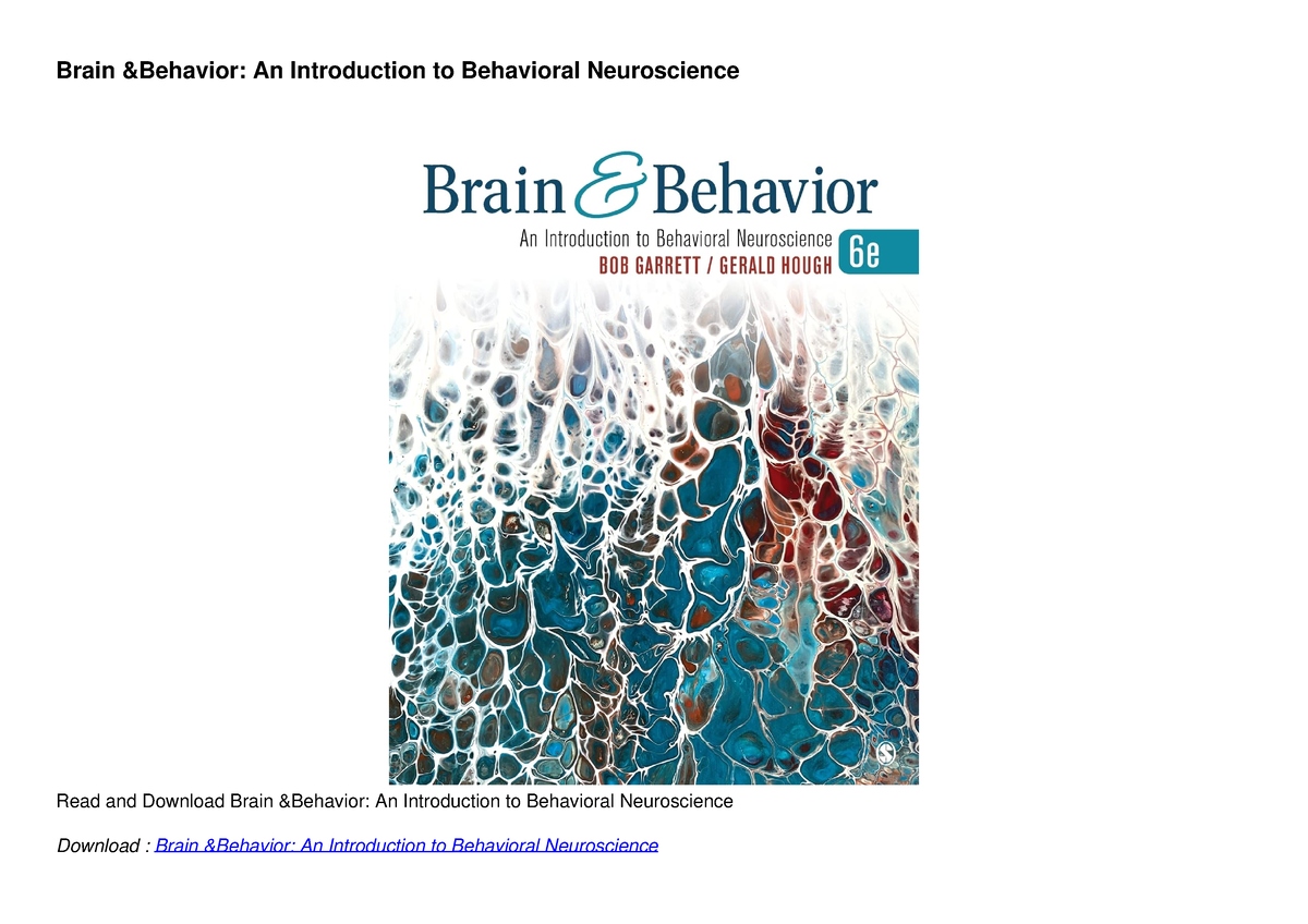 READ [PDF] Brain Behavior: An Introduction To Behavioral Neuroscience ...