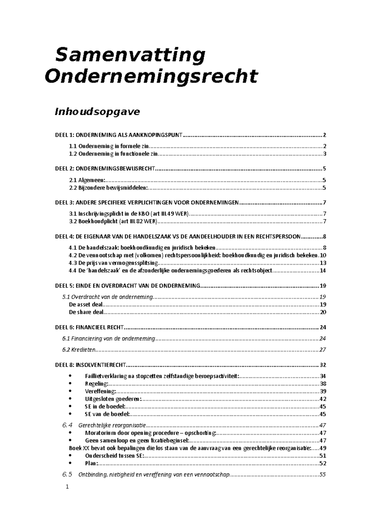 Samenvatting Ondernemingsrecht (Joeri) - Samenvatting Ondernemingsrecht ...