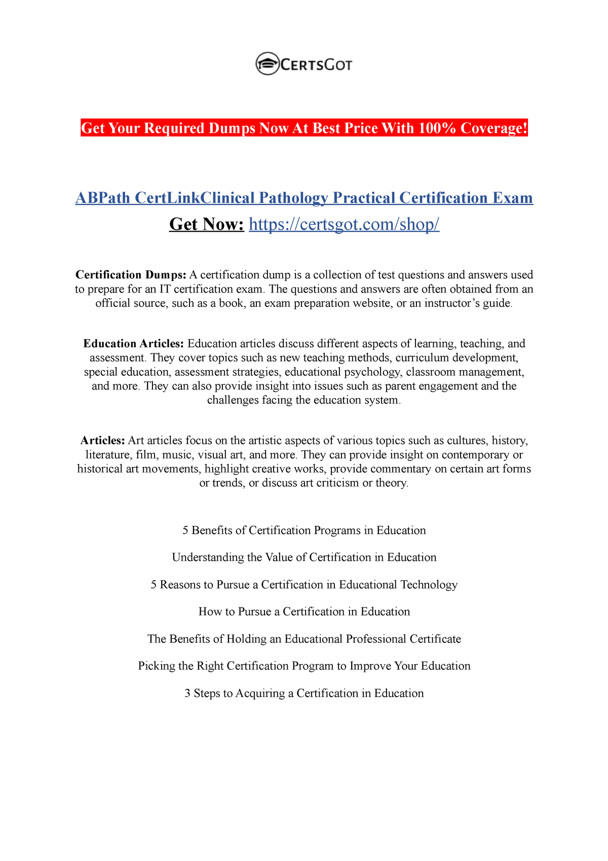 ABPath Cert Link Clinical Pathology Practical Certification Exam - Get ...