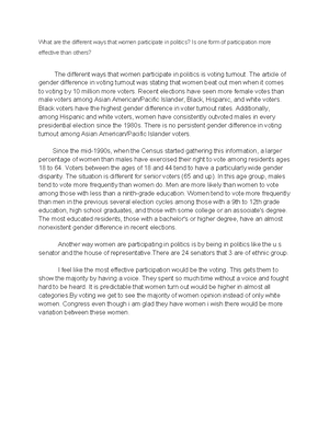 Journal+entry+ - ocotber 16th - What has been the impact of gender ...