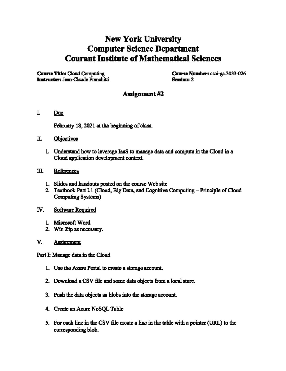 Assignment 2 - Cloud computing - CSCI-GA.3033-026 - Studocu