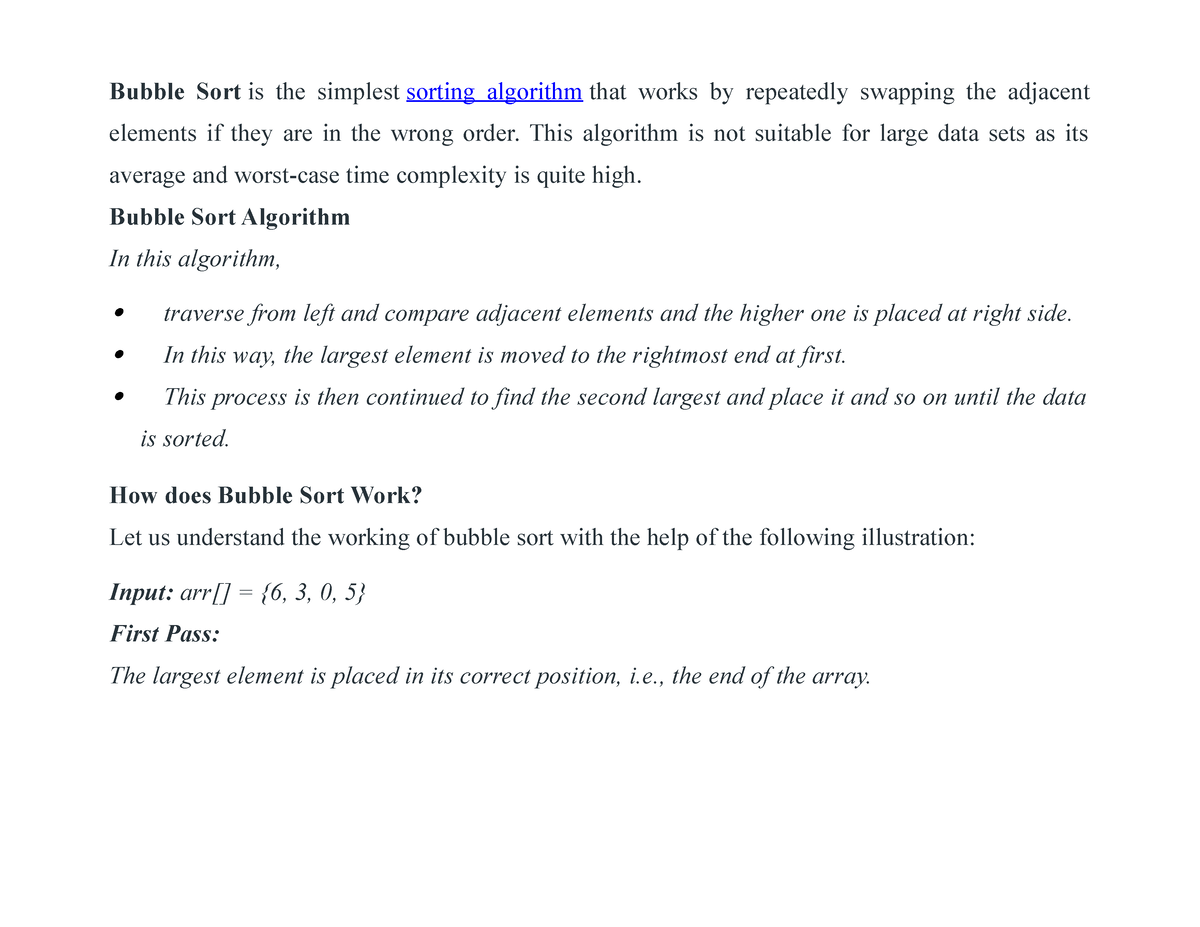 Bubble Sort - COMPUTER SCIENCE BYTESCOMPUTER SCIENCE BYTES