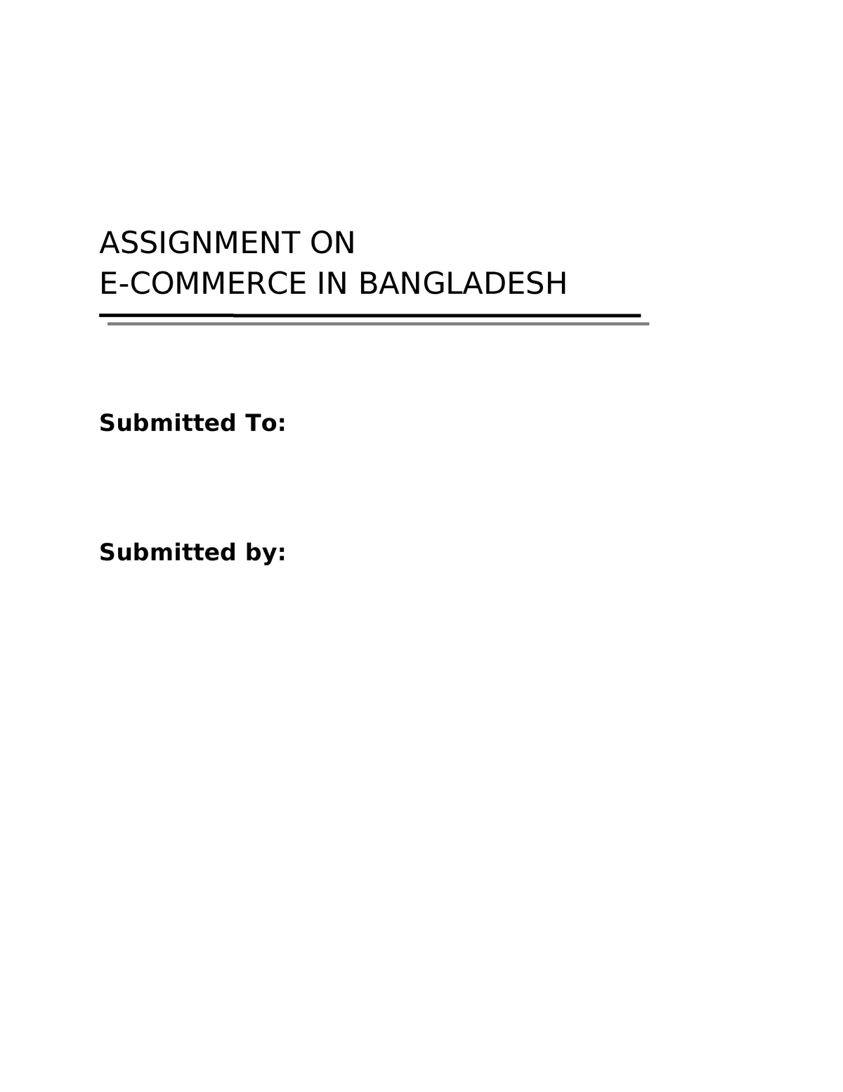 e commerce in bangladesh assignment