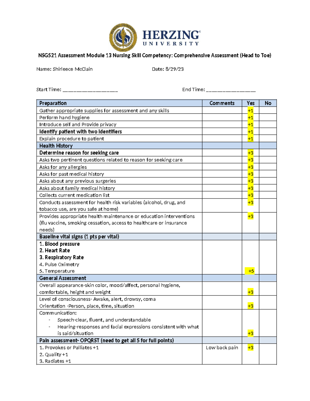 Self Assessment Module 2 Module+13+Comprehensive+Assessment++-+Shirleece+Mc Clain+2nd+Submission