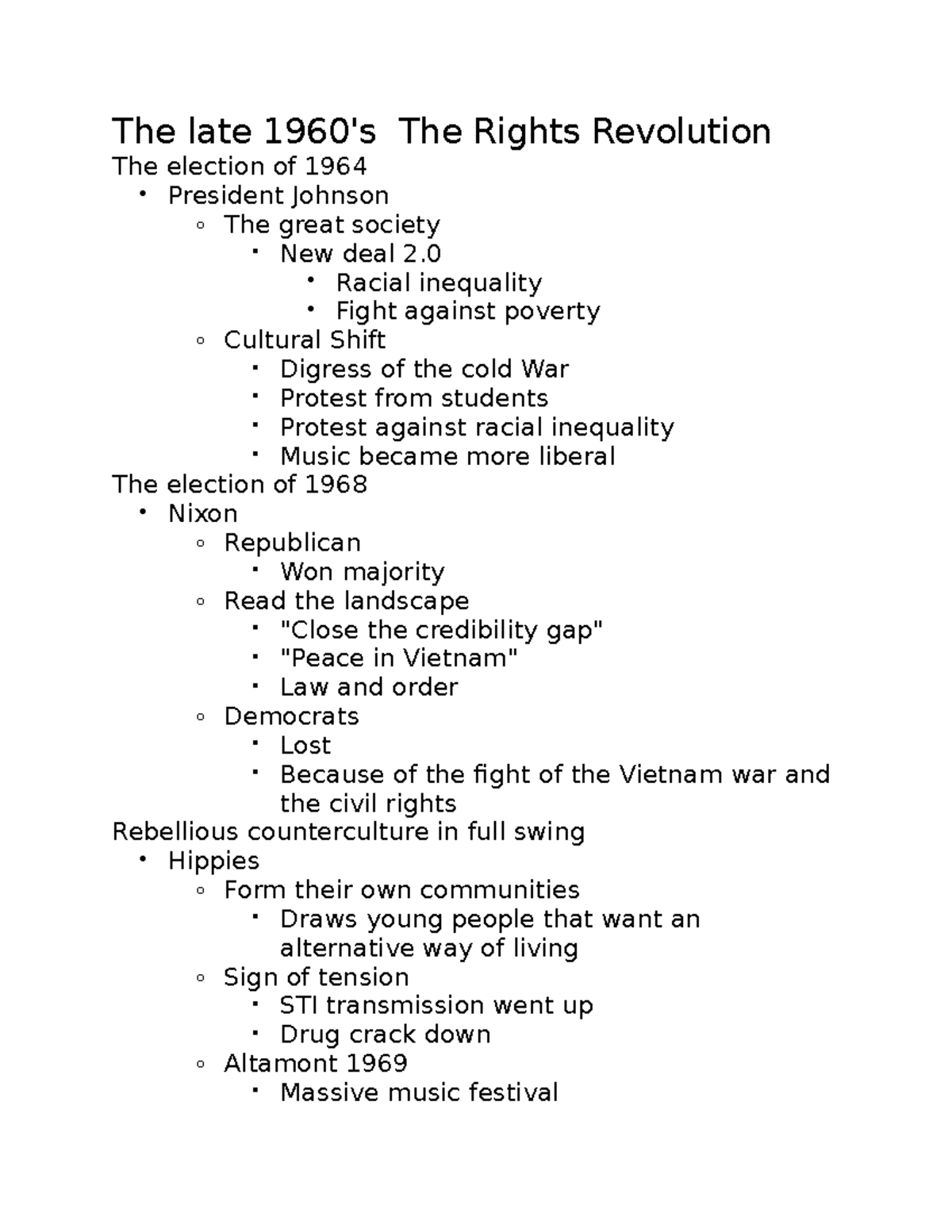 United States in the 1960's pt3 - The late 1960's The Rights Revolution ...