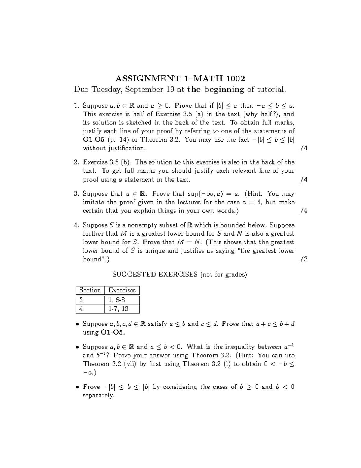 A1math1002-17 - assignment 1 for 1002 - ASSIGNMENT 1–MATH 1002 Due ...