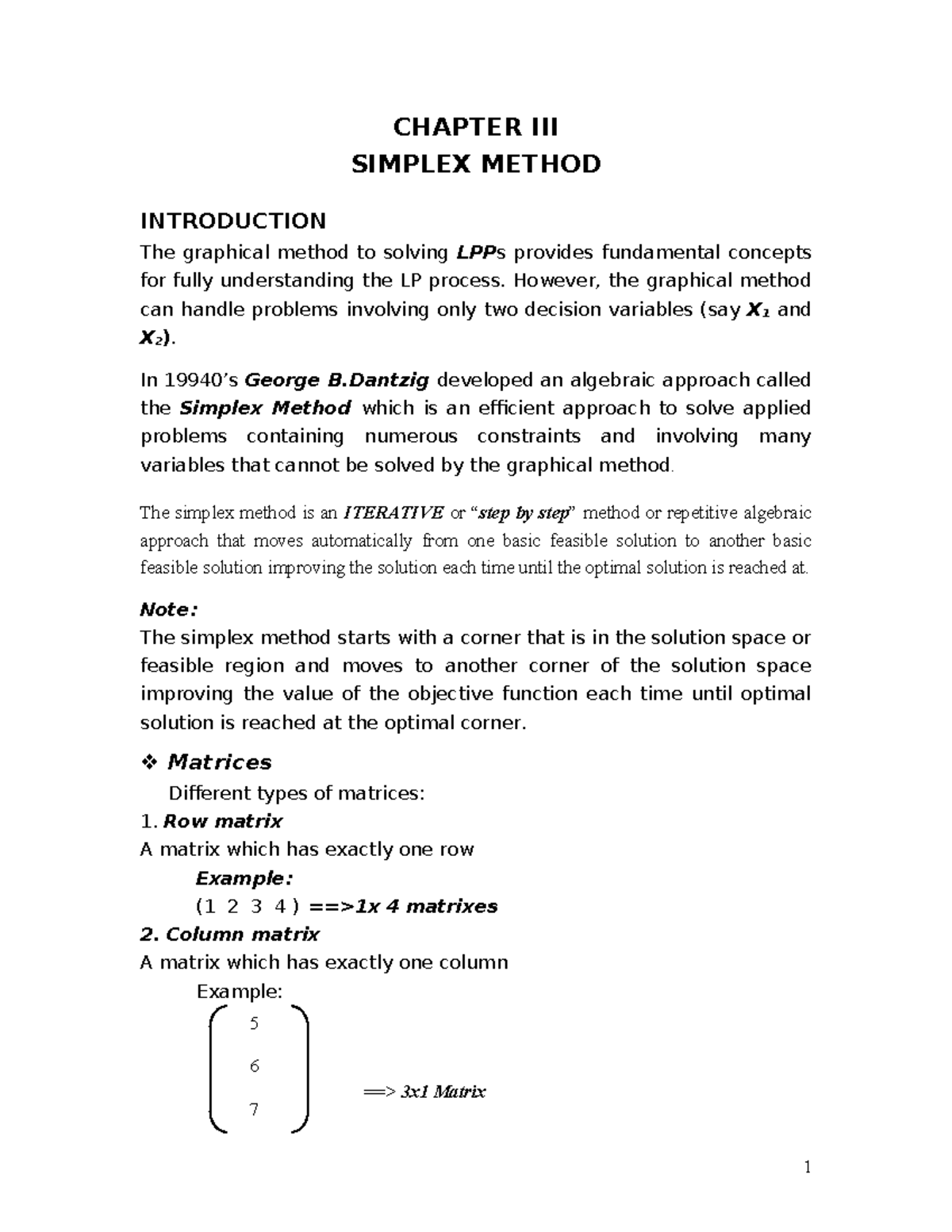 Simplex method - Operational - CHAPTER III SIMPLEX METHOD INTRODUCTION ...