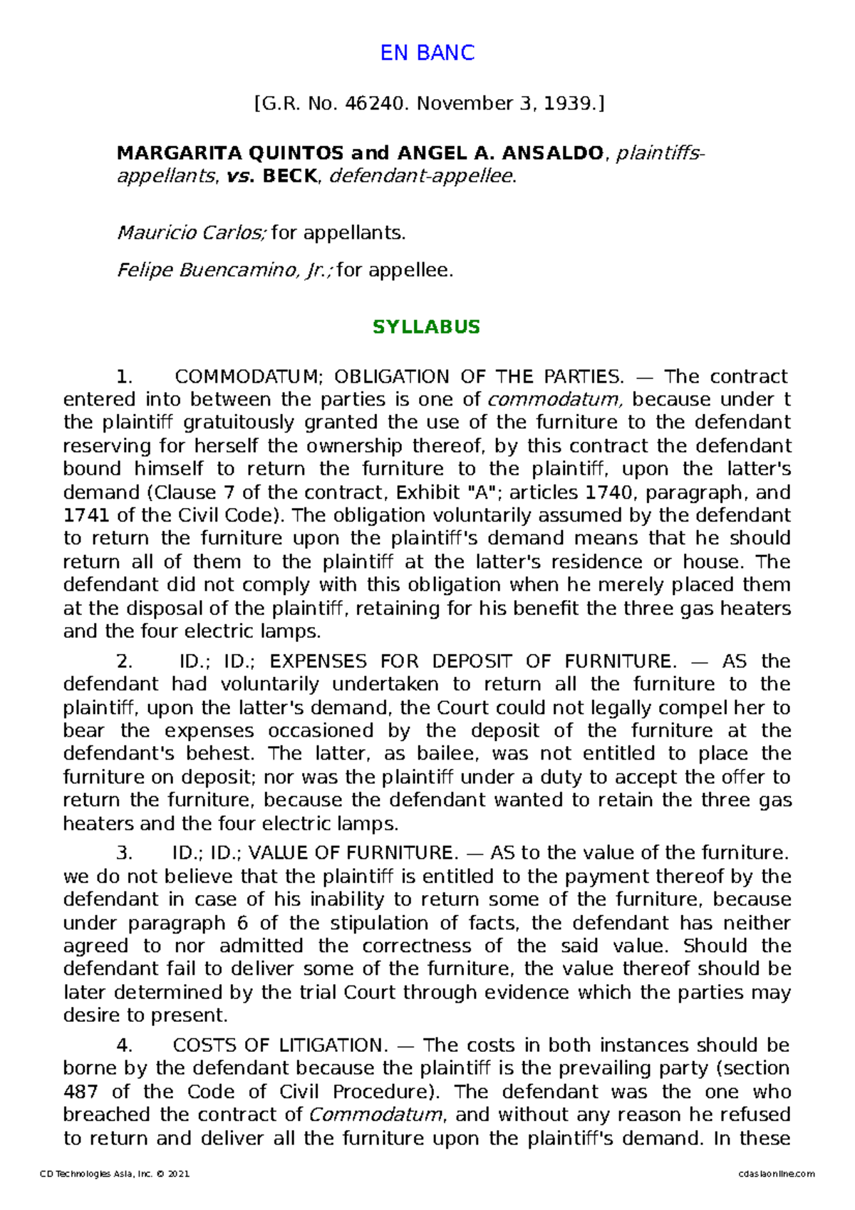 4. 1532231939Quintos v EN BANC [G. No. 46240. November 3, 1939