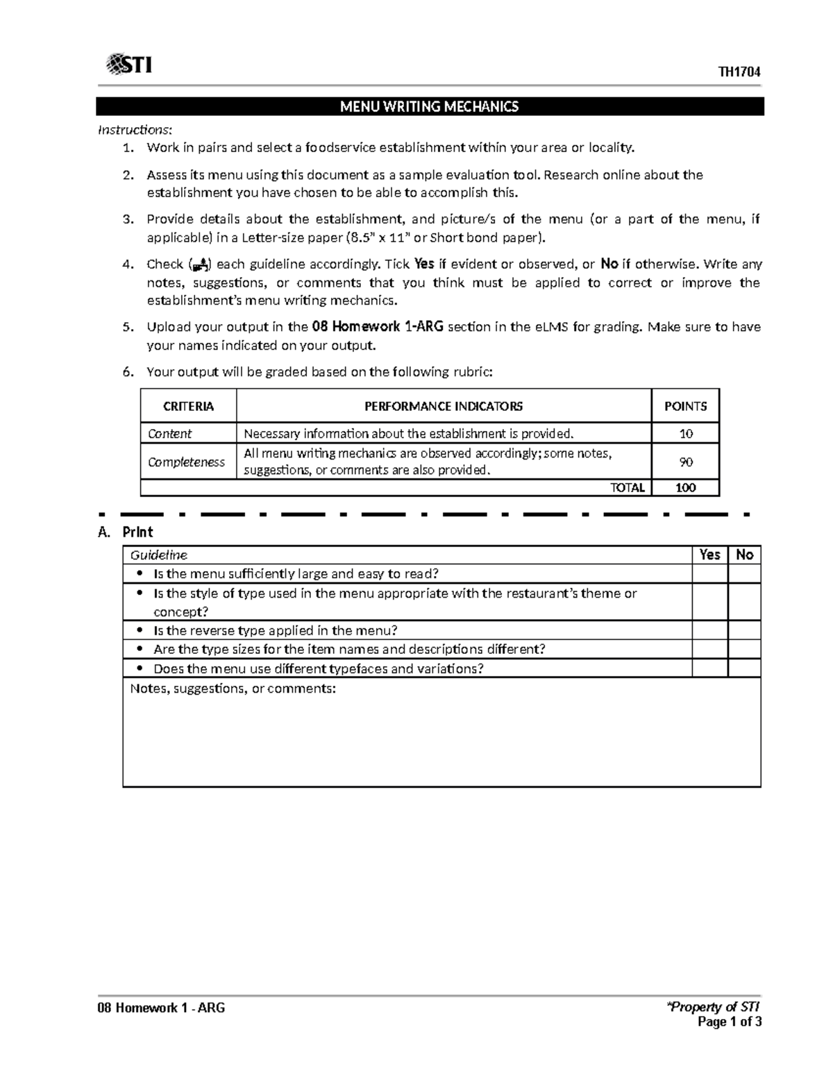 08 Homework 1 - ARG - ............ - TH 08 Homework 1 - ARG *Property ...