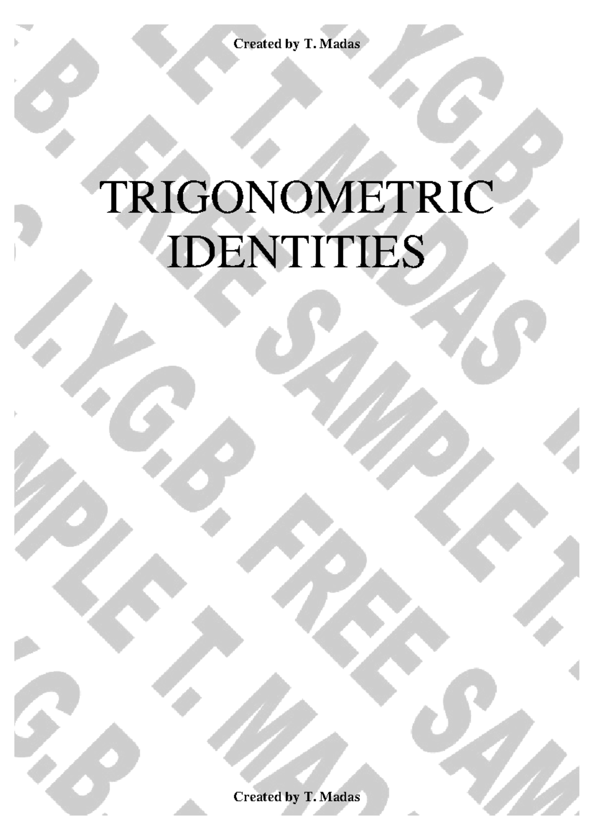 Trigonometric identities with solutions 6TO - TRIGONOMETRIC IDENTITIES ...