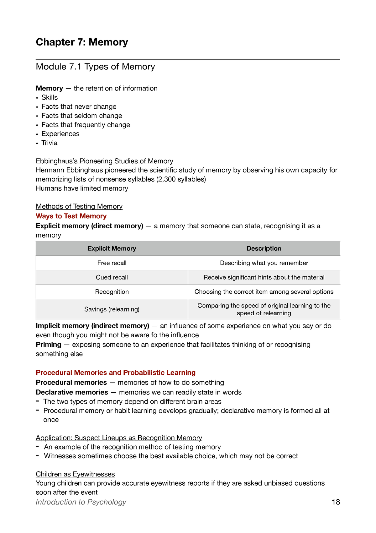 Memory - Semantic memory — memory of principles and facts 2. Episodic ...