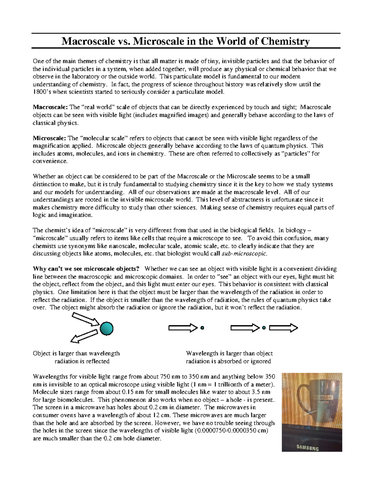 Macro Micro Lecture notes 5 Macroscale vs. Microscale in the World
