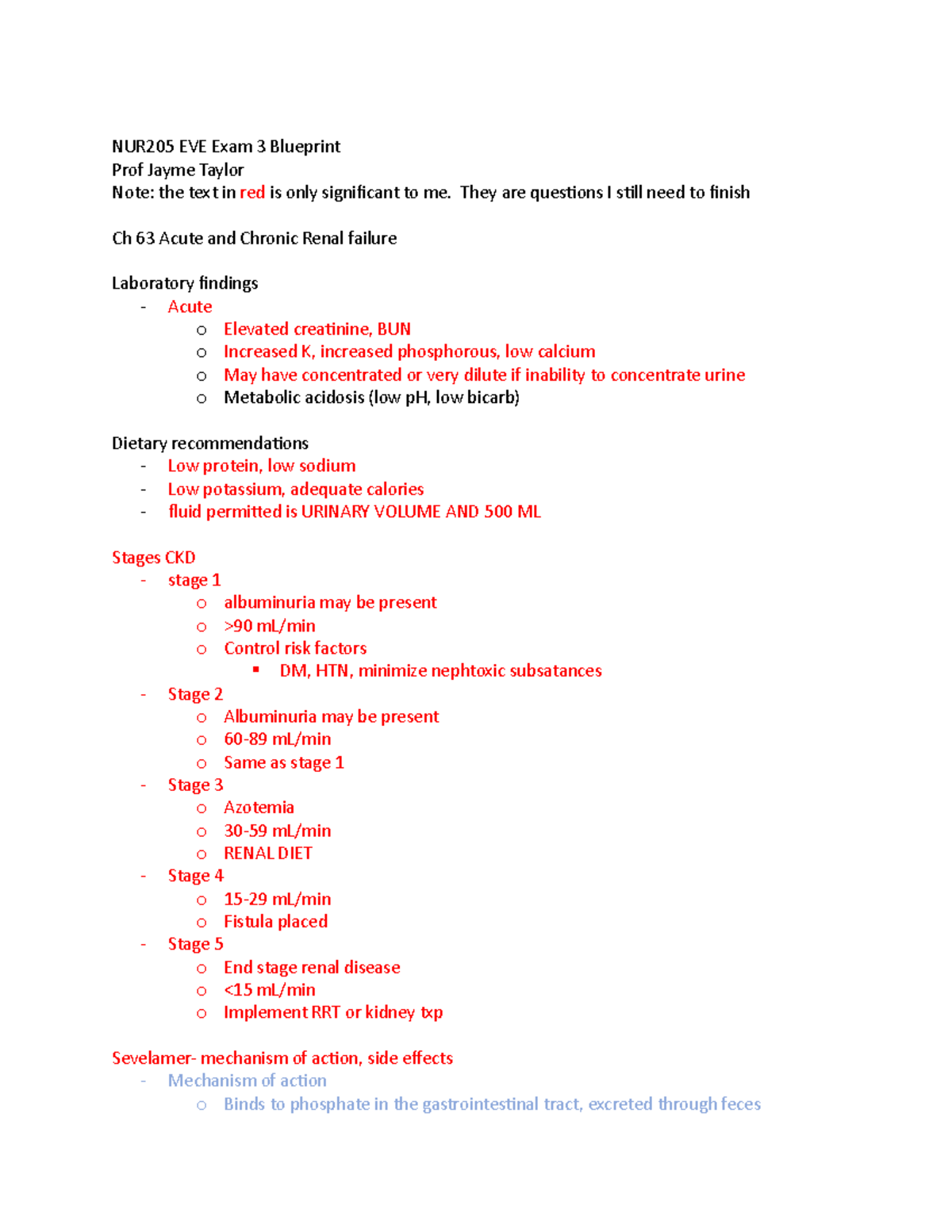 Blueprint exam 3 Cardio-EKG- DAY CLASS - NUR205 EVE Exam 3 Blueprint ...
