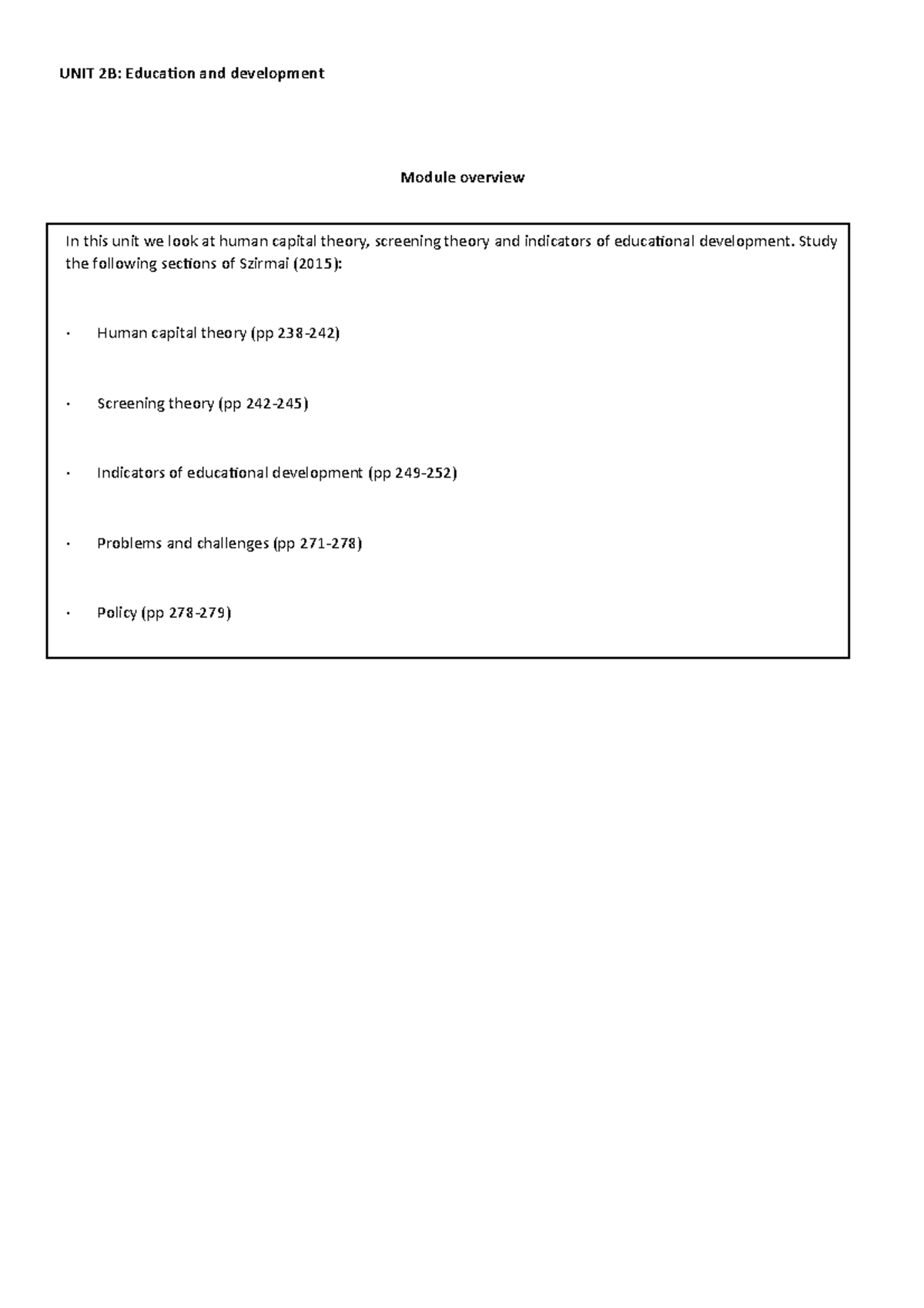 Unit 2B - Unit 2 Summaries - UNIT 2B: Education And Development Module ...