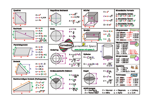 Spicker 03.04 - Zusammenfassung Elementargeometrie Klausur - Quadrat: U ...