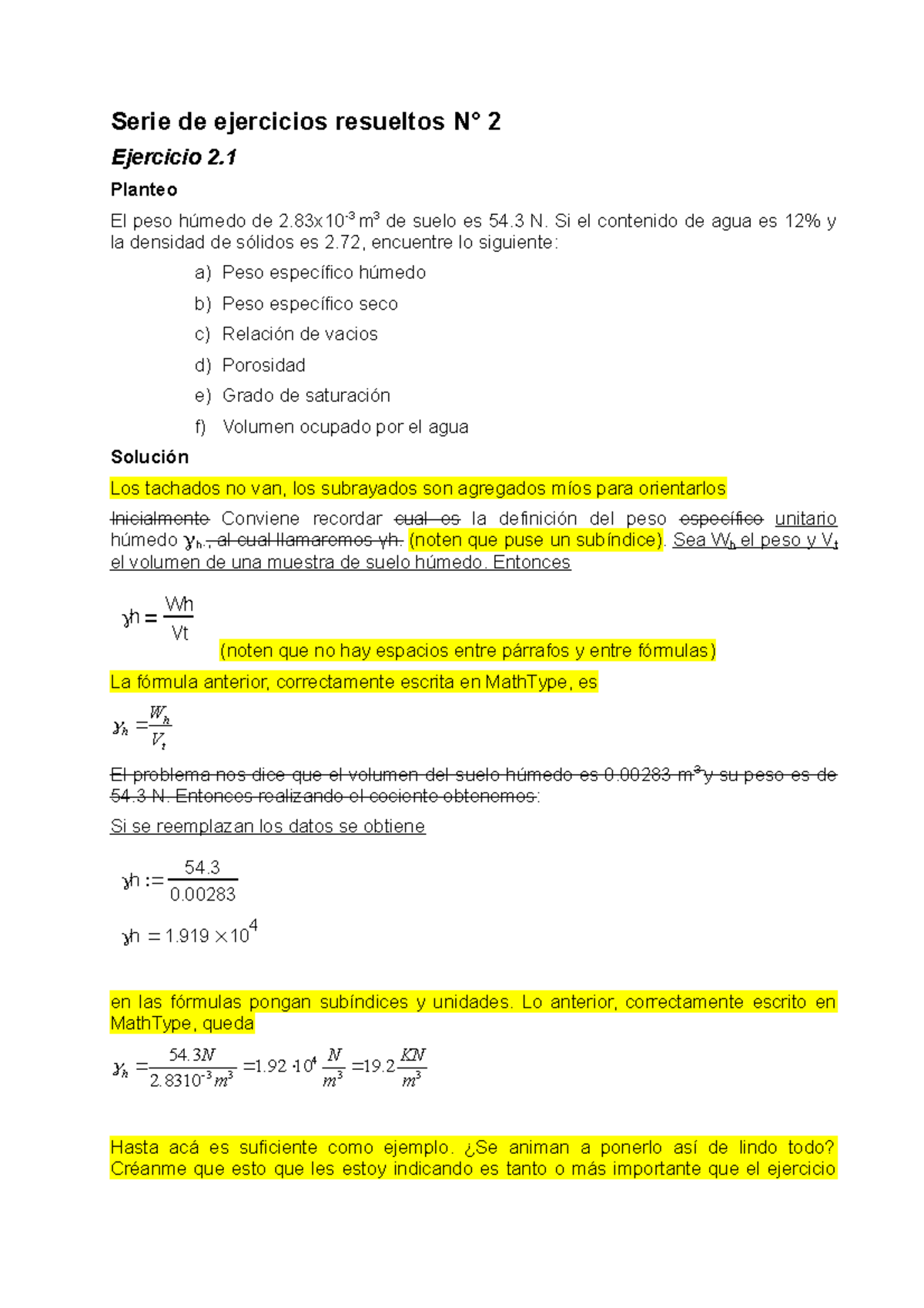 Serie de ejercicios resueltos N 2 Ejerci - Planteo El peso húmedo de 2 ...