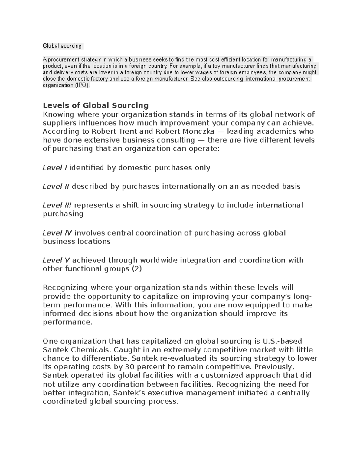 Global sourcing - For example, if a toy manufacturer finds that ...