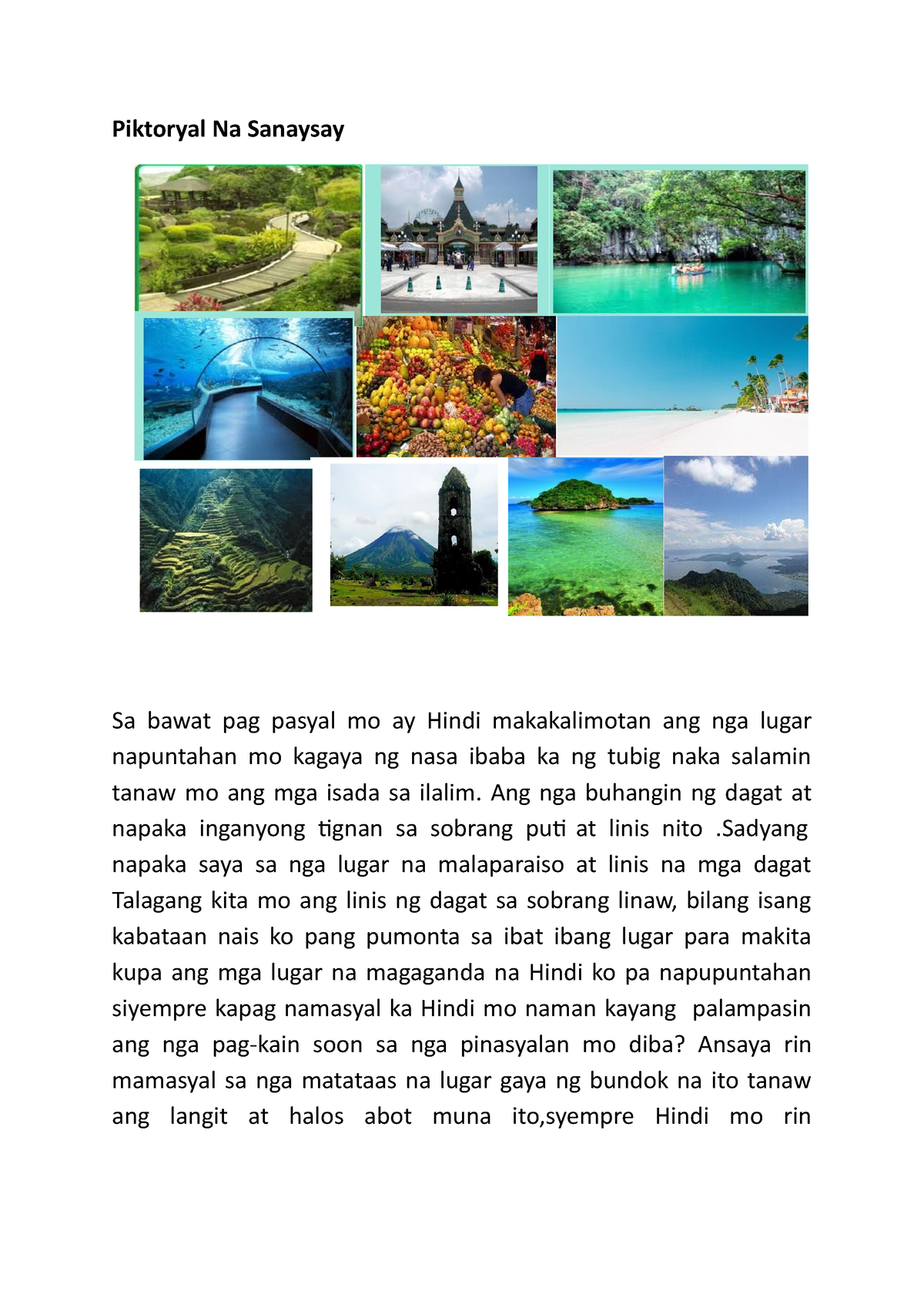 photo essay examples in filipino