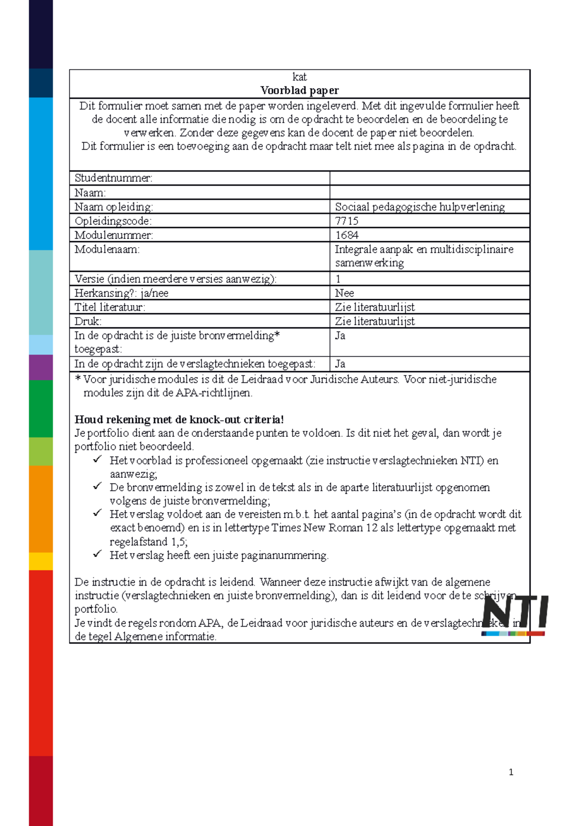 Paper Integrale Aanpak En Multidisciplinaire Samenwerking - Kat ...