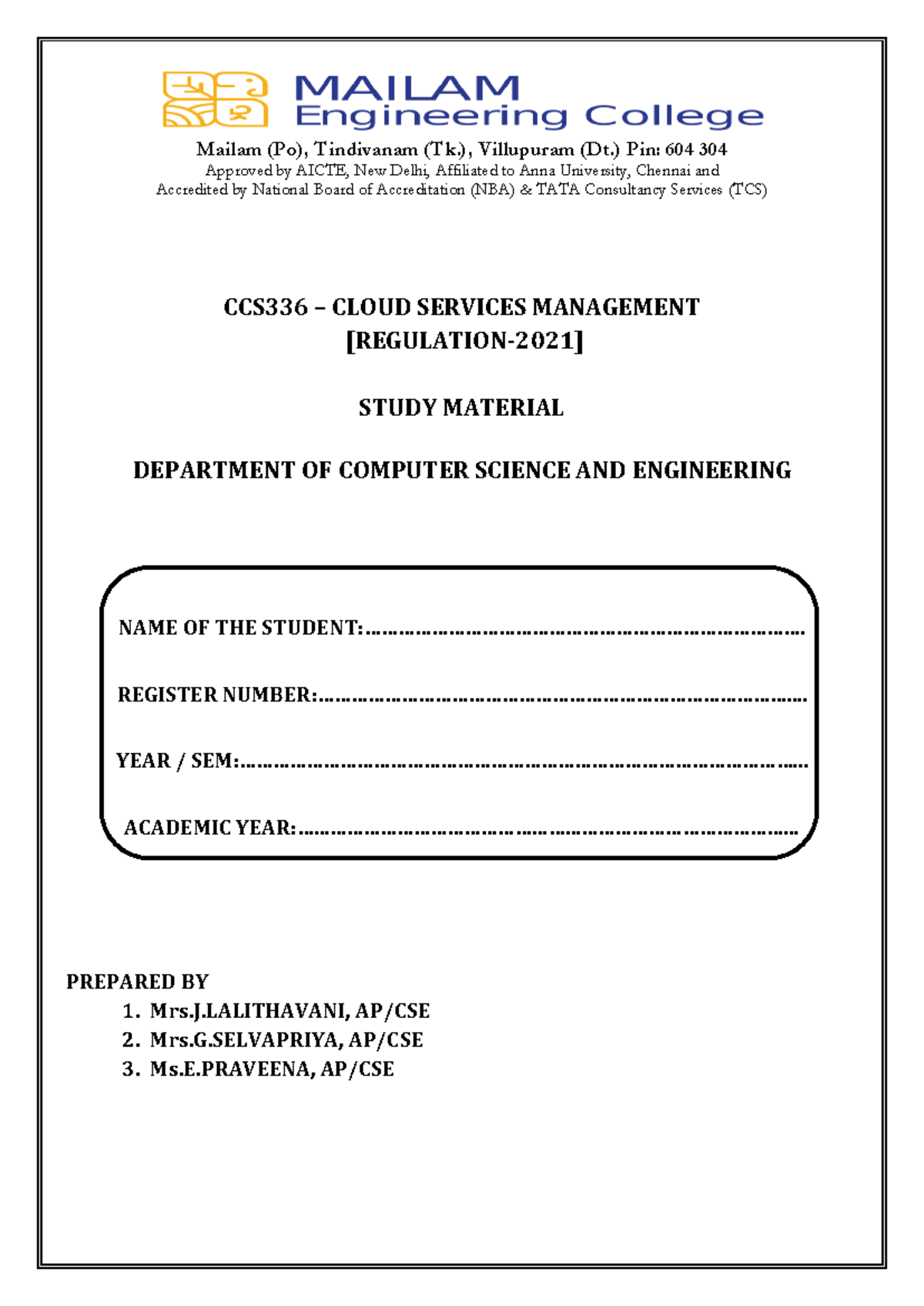 CSM All 5 units - Mailam (Po), Tindivanam (Tk.), Villupuram (Dt.) Pin ...