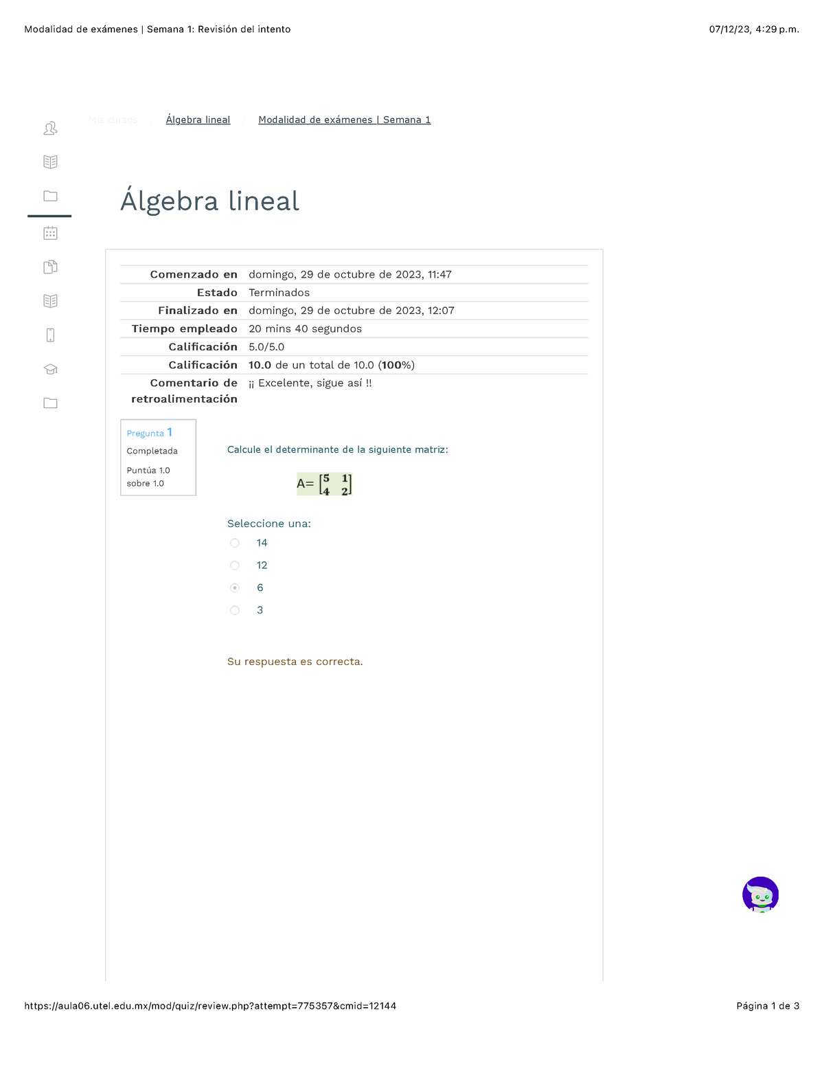 Álgebra Lineal Semana 1 - Modalidad De Exámenes | Semana 1: Revisión ...