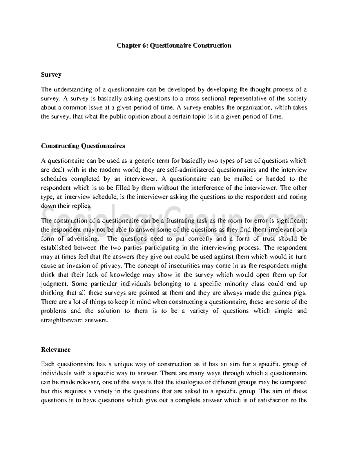 Chapter 6 and 7 Diya- R2 - Dyy - Chapter 6: Questionnaire Construction ...