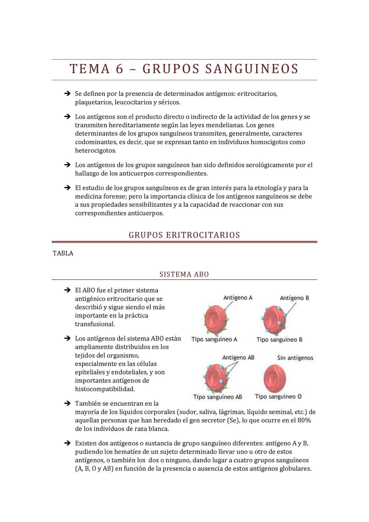 Grupos Sanguineos - TEMA 6 – GRUPOS SANGUINEOS Se Definen Por La ...